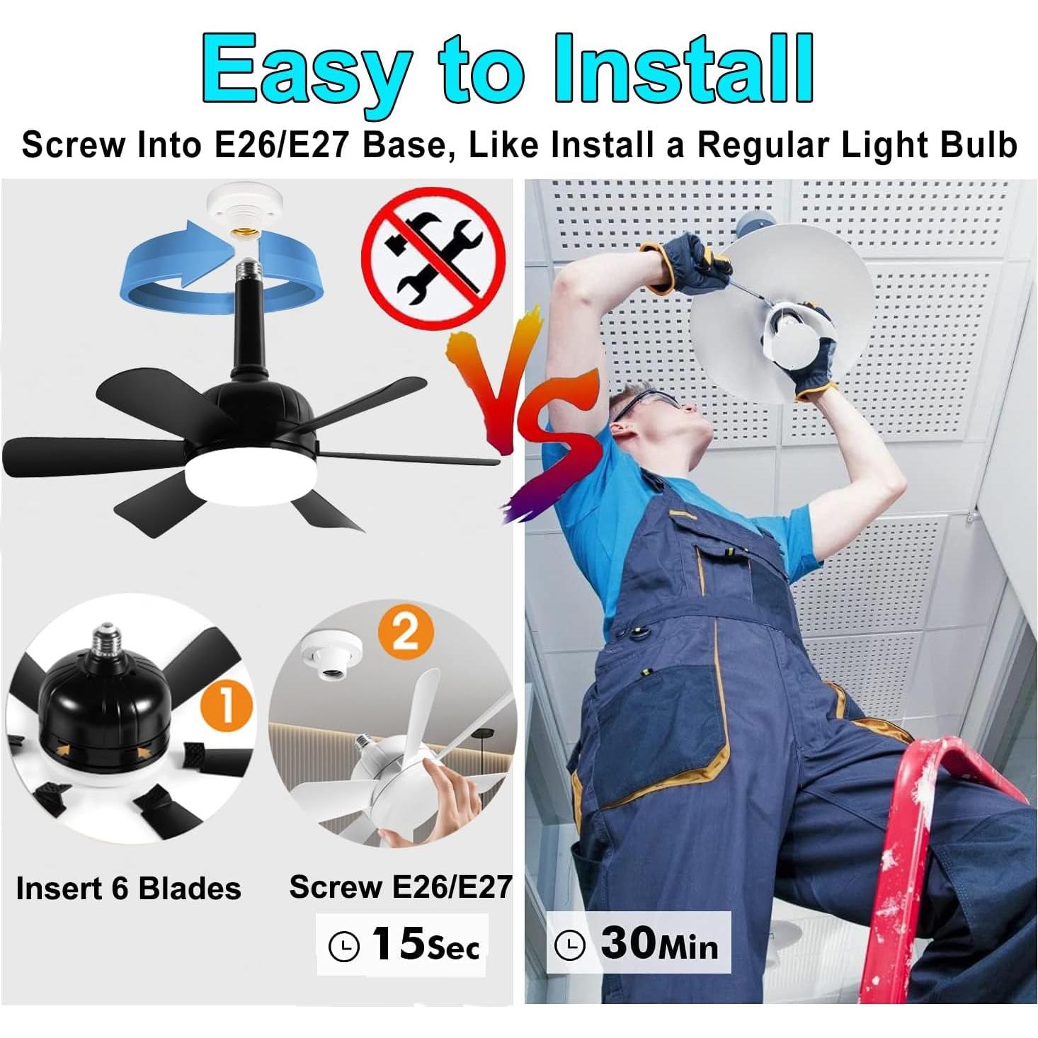 2Pack Ventilador de Techo con Luz LED MeiqiLS 45.72 cm Control Remoto