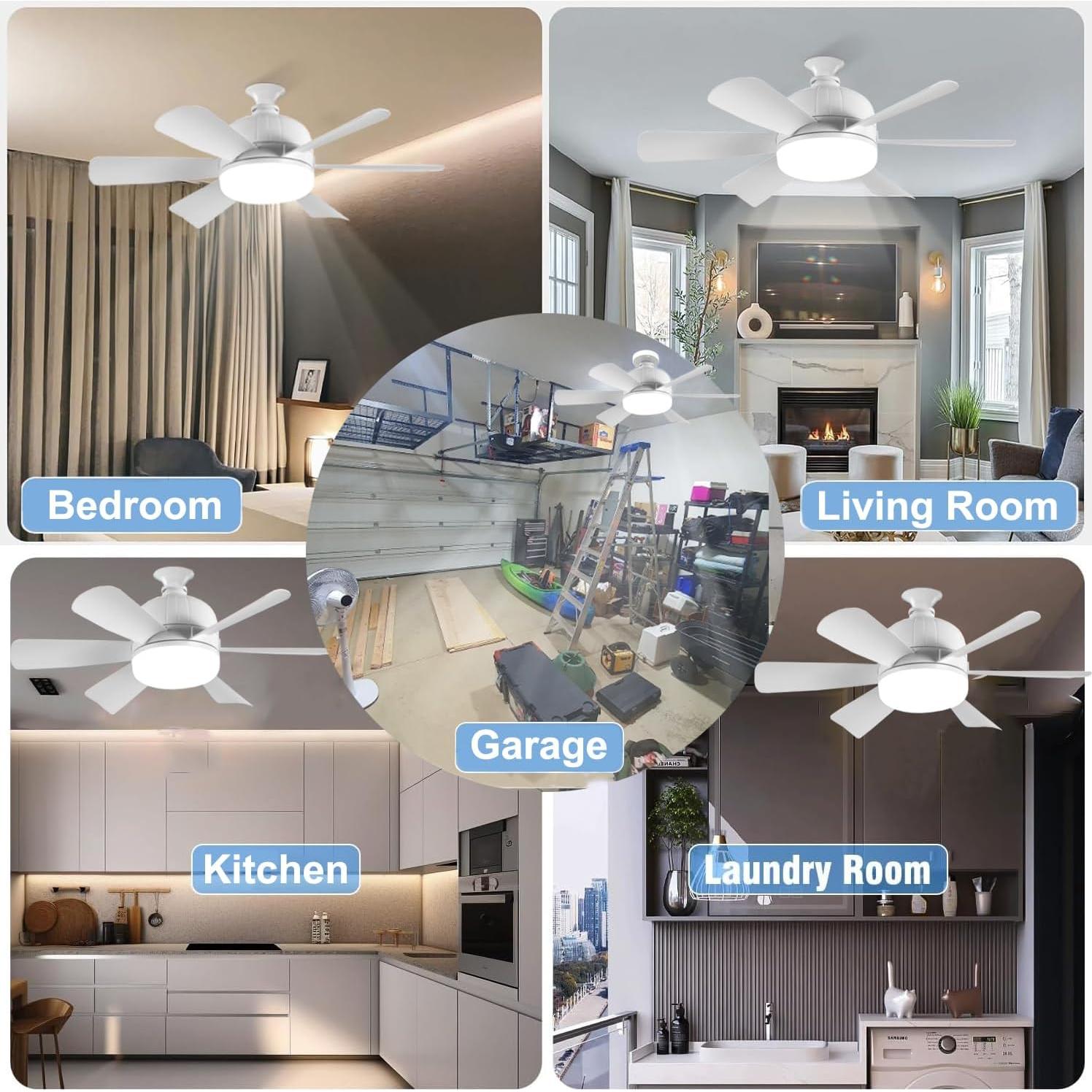 2Pack Ventilador de Techo con Luz LED MeiqiLS 45.72 cm Control Remoto