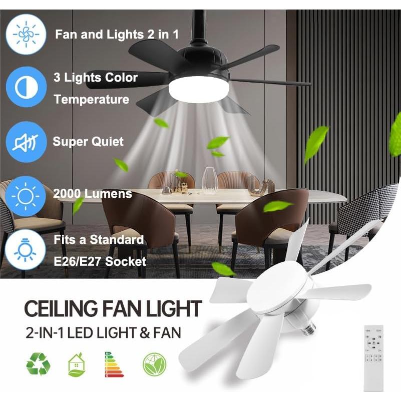 2Pack Ventilador de Techo con Luz LED MeiqiLS 45.72 cm Control Remoto