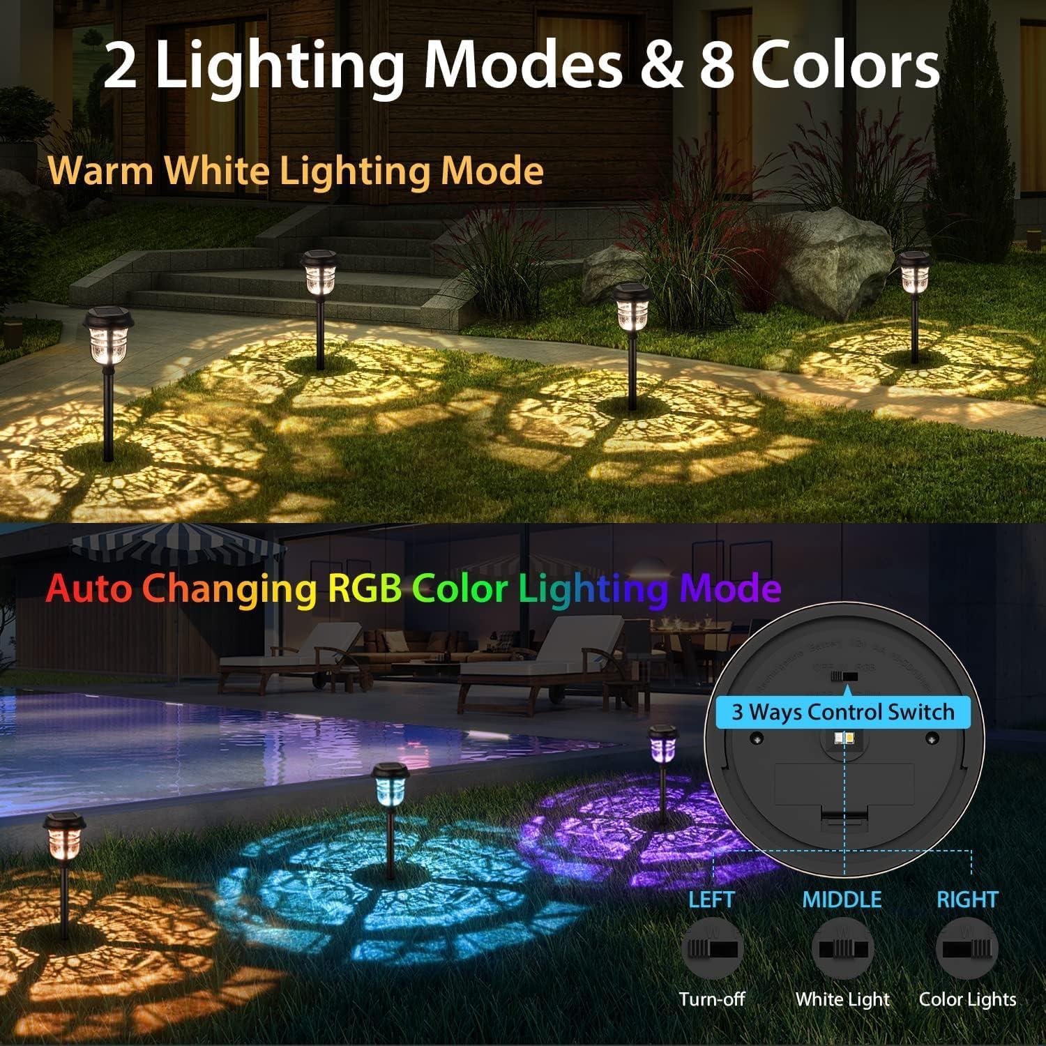 Luces de Camino Solares XMCOSY+ Paquete de 6 IP65 RGB y Blanco Cálido