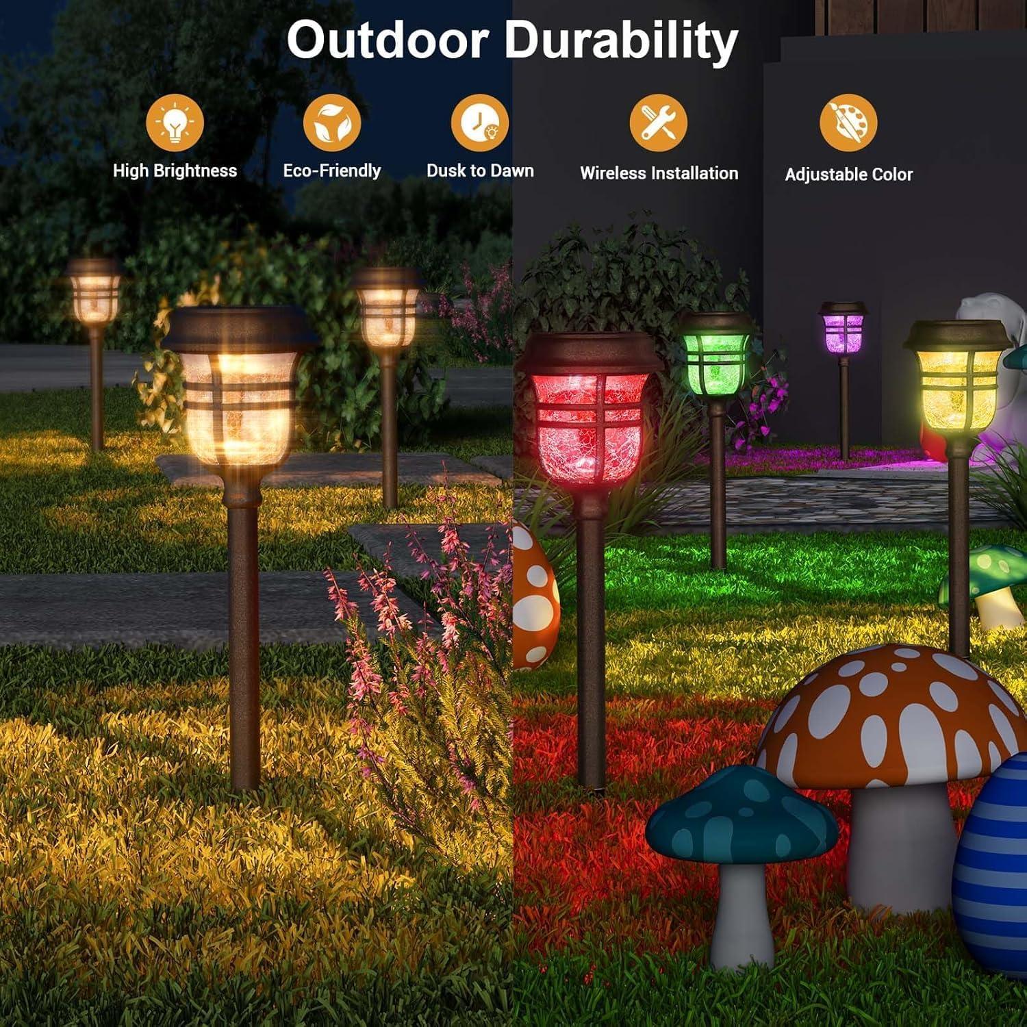 Luces de Camino Solares XMCOSY+ Paquete de 6 IP65 RGB y Blanco Cálido