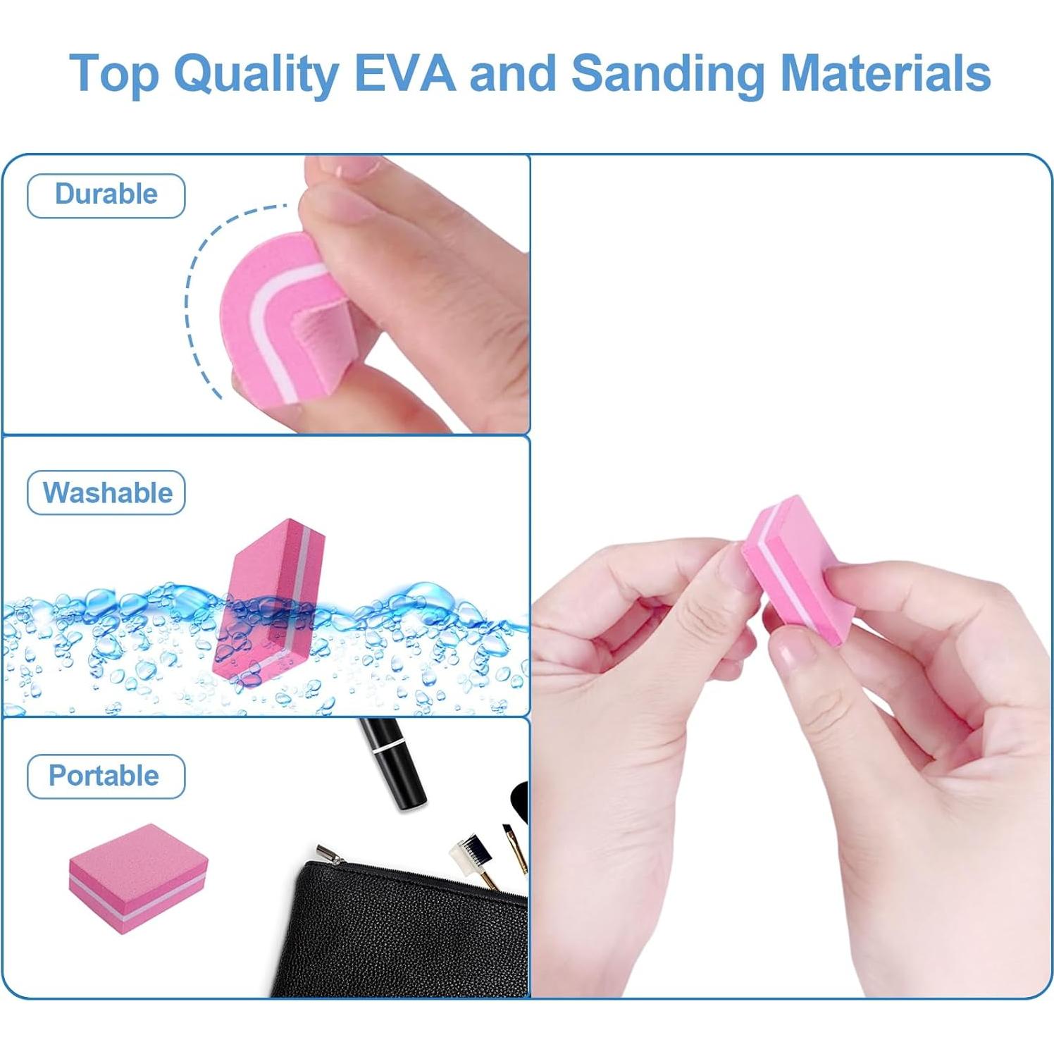 Bloques de Pulido de Uñas AhaTopia 50 Pcs 180/240 Grano Rosa