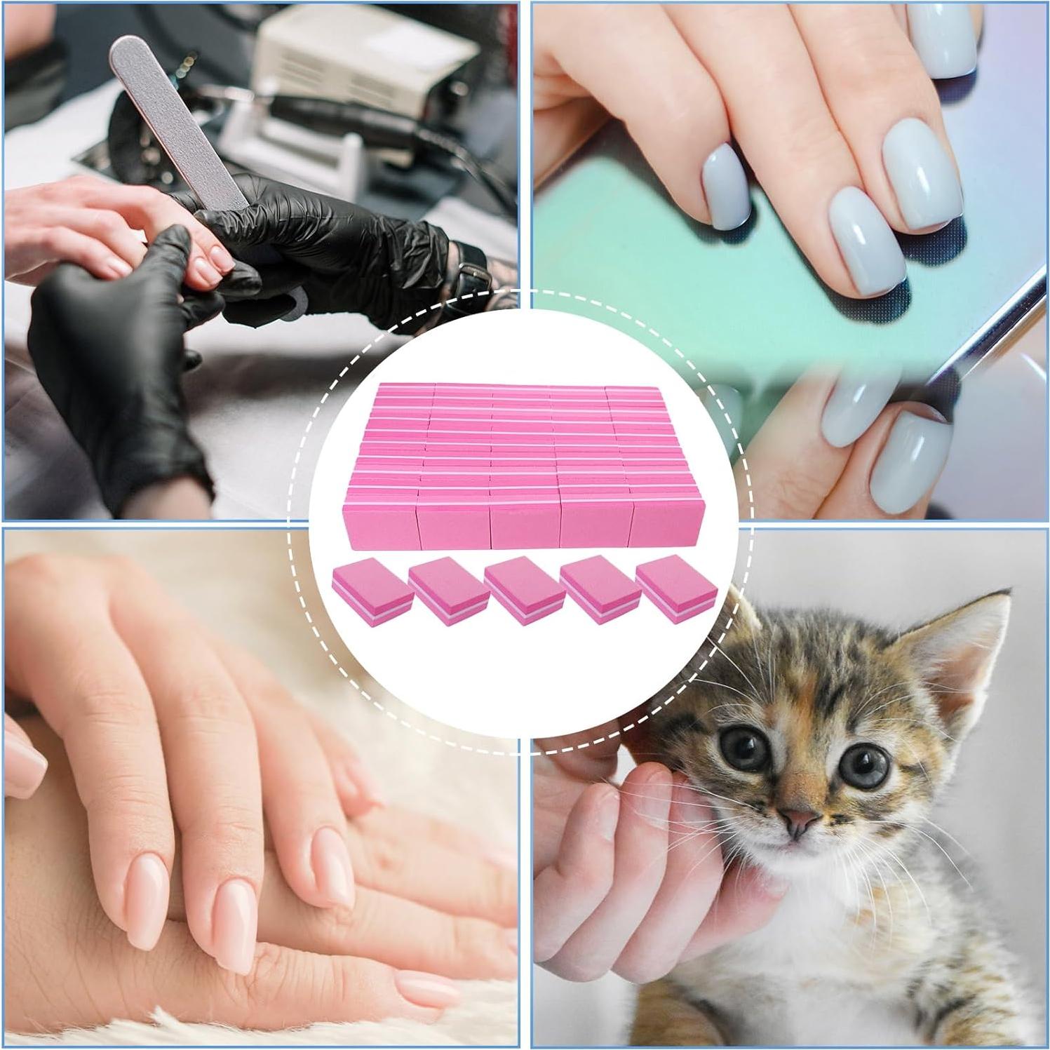 Bloques de Pulido de Uñas AhaTopia 50 Pcs 180/240 Grano Rosa