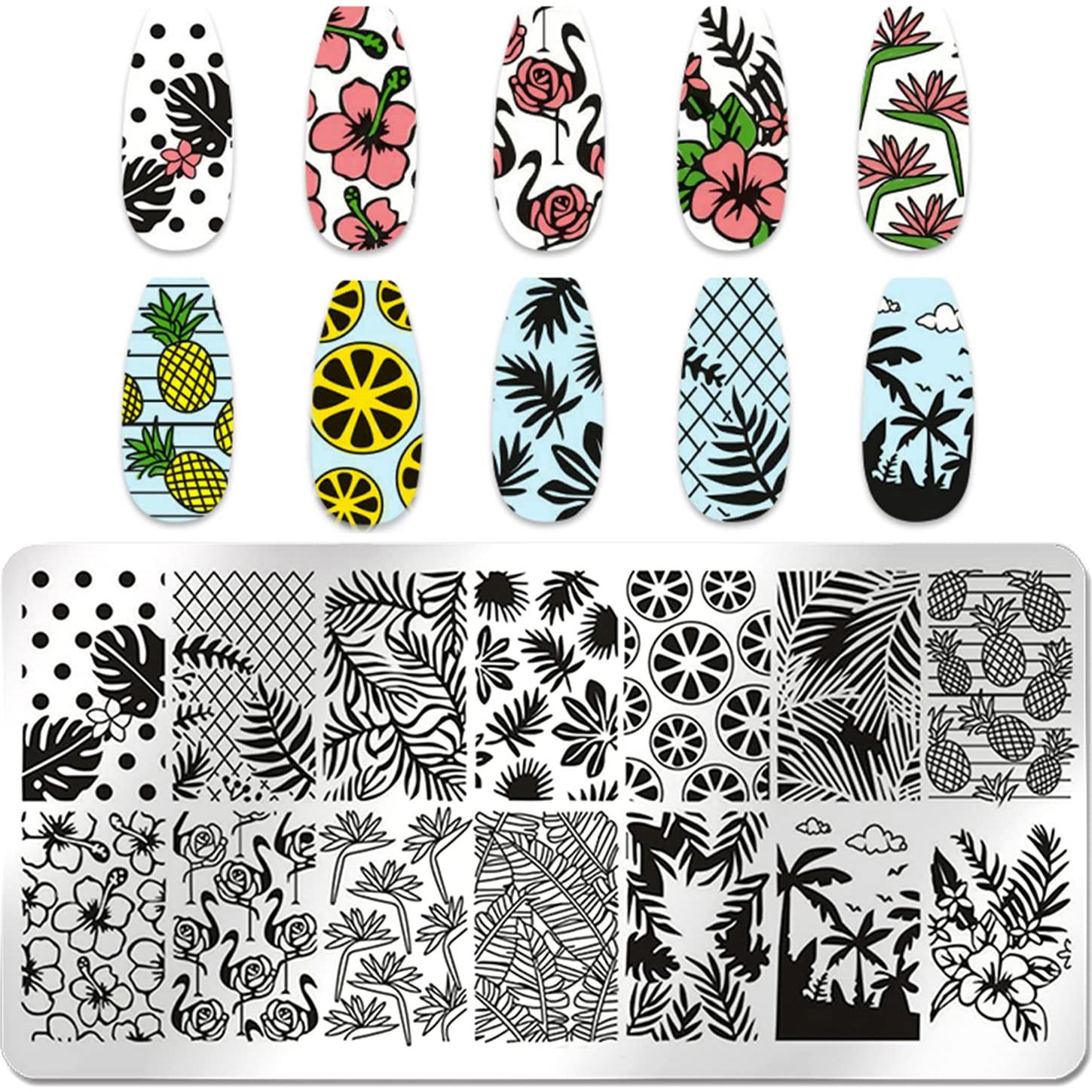 Kit de Estampado de Uñas de Playa WOKOTO - 6 Placas de Arte