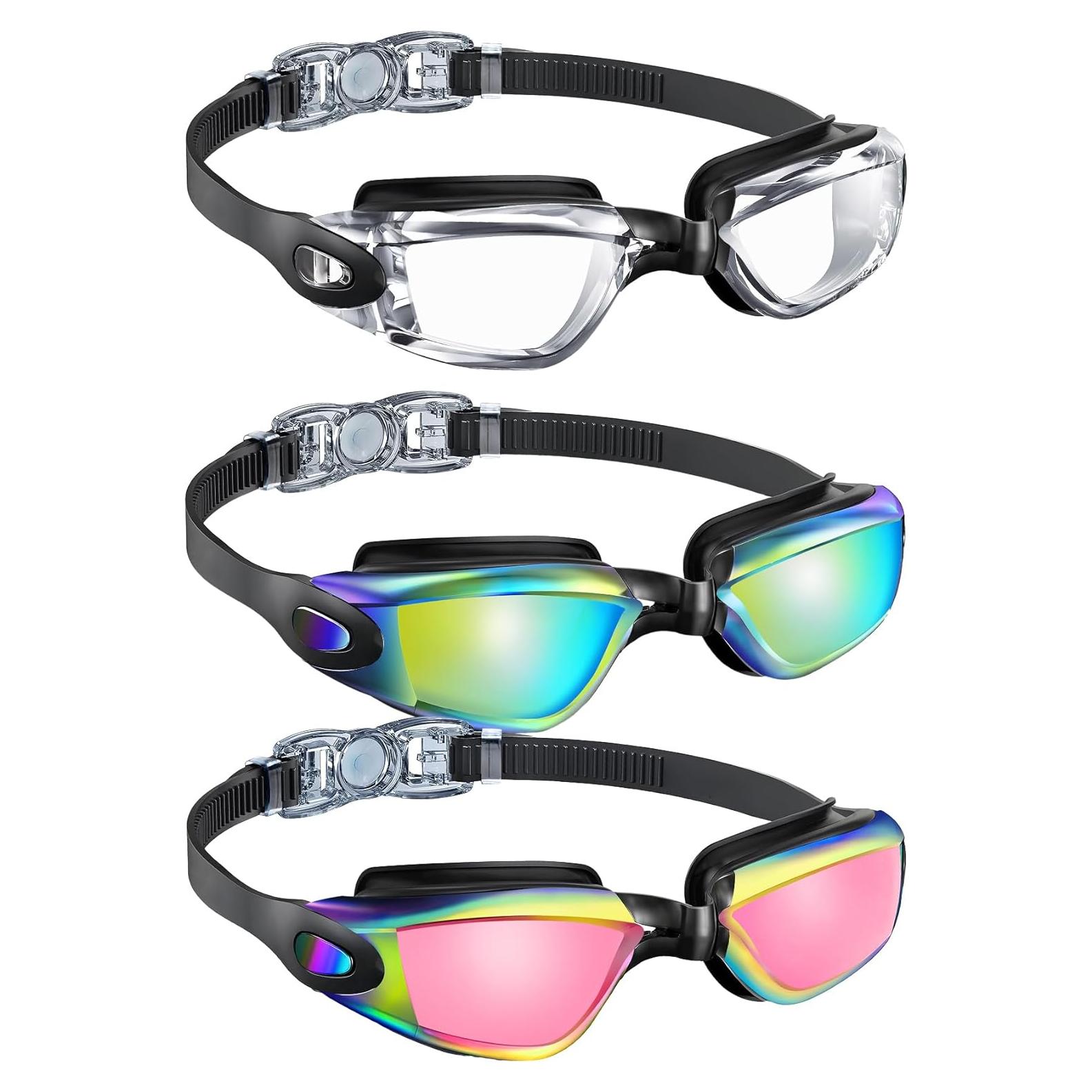 Gafas de natación QALLY para niños UV400 3 paquetes