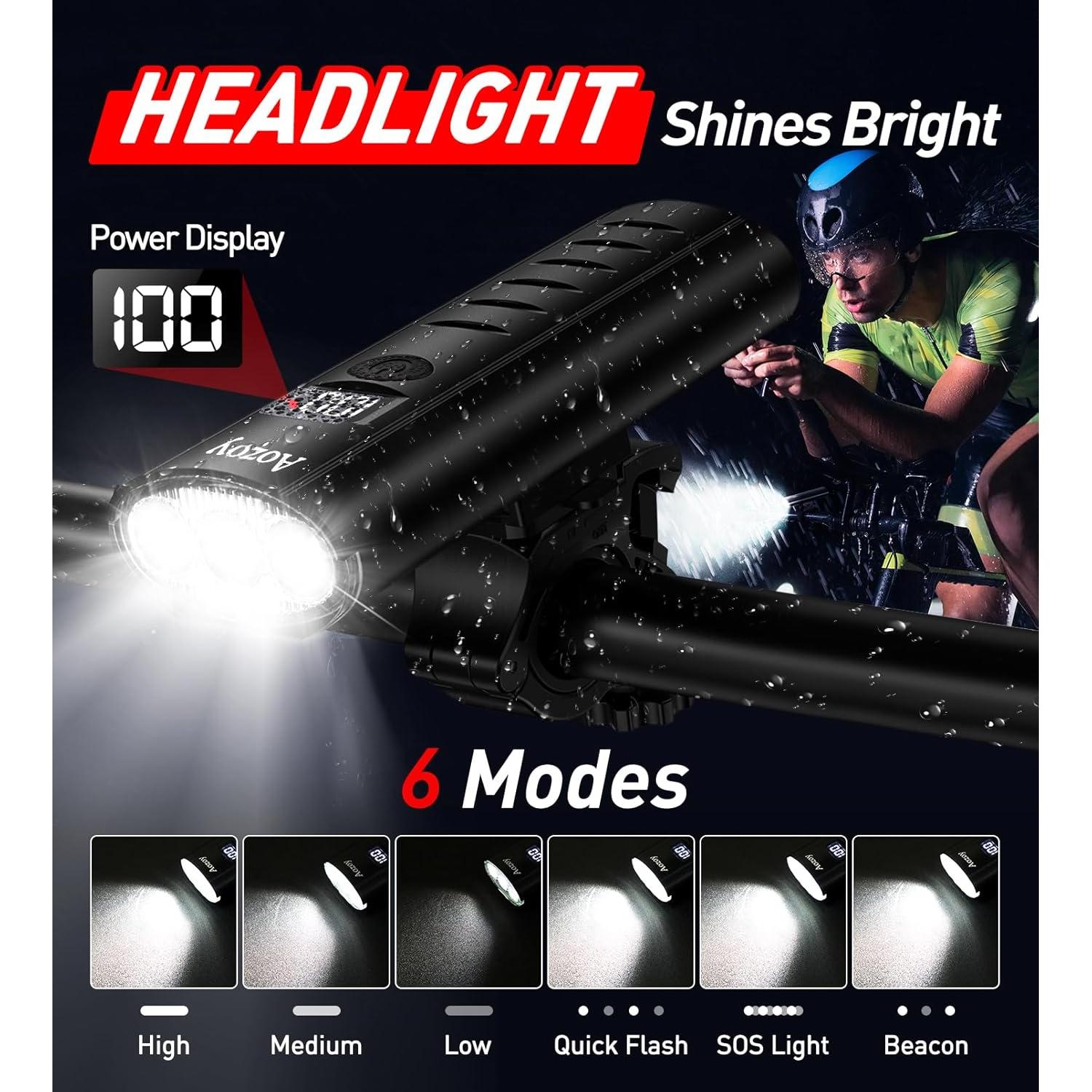 Juego de luces para bicicleta AOZOY QB210-G 5400mAh 1600 lúmenes