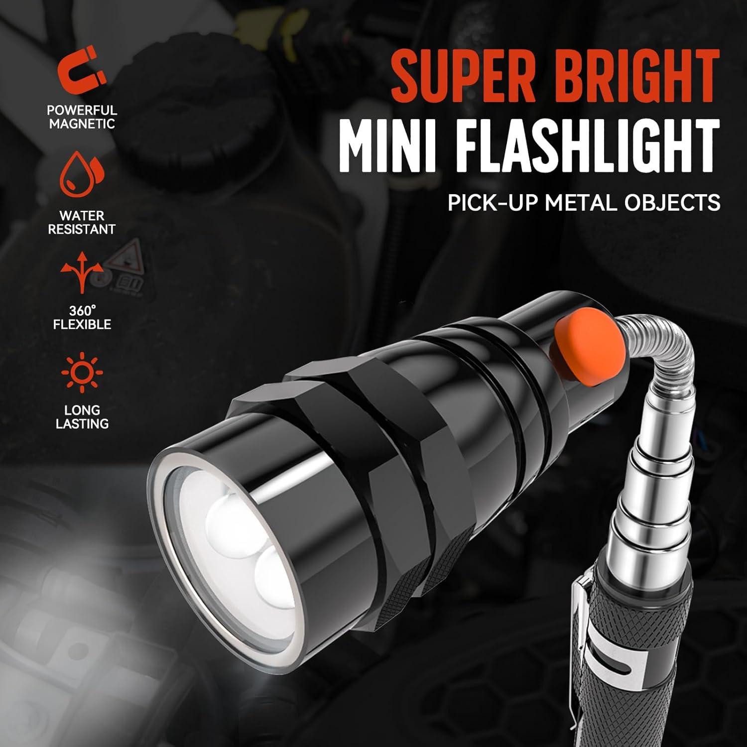 Gifts for Dad, Magnetic Pickup Tool, 6-in-1 Multitool Pen,Includes Touch Screen Stylus, Rulers, Bubble Level, Flathead，Phillips Screwdrivers, Ballpoint Pen, Gifts for Men, Black