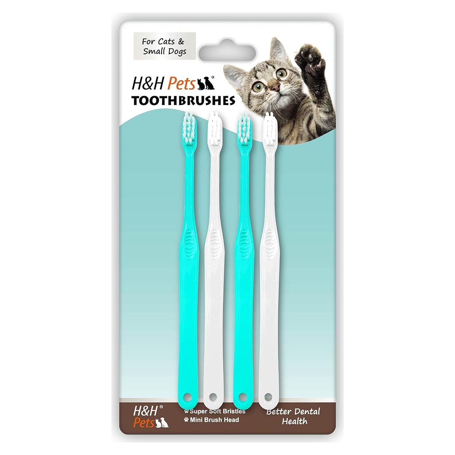 Cepillo de Dientes H&H Mascotas para Perros y Gatos Pequeños - 4 Unidades