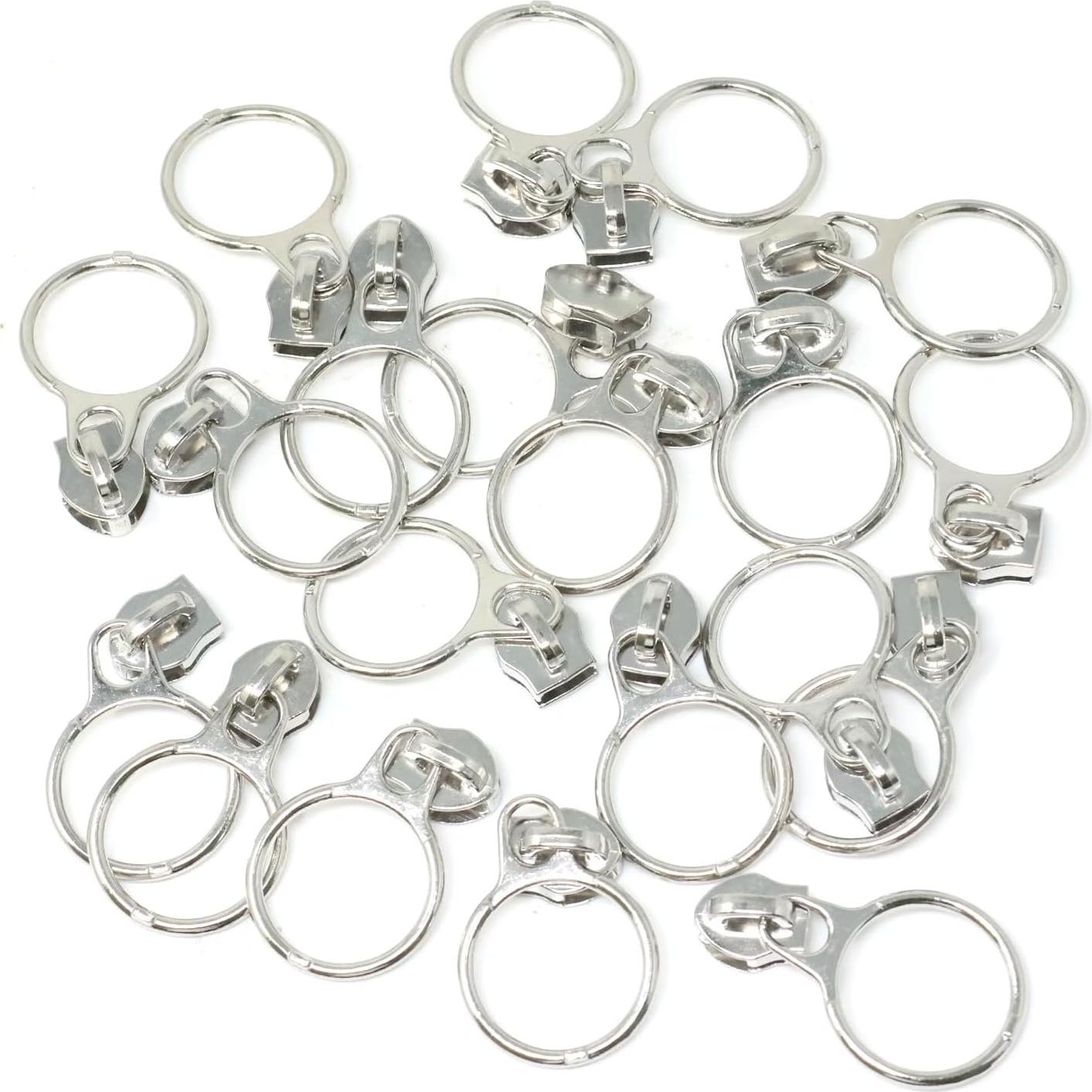 20 Deslizadores de Cierre de Aleación de Zinc #5 Plateados Honbay