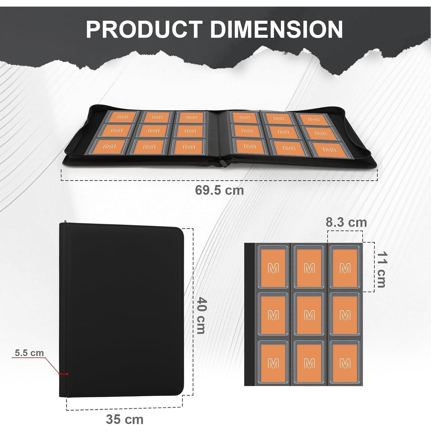 Carpeta Toploader MOSLA para 288 cartas, 9 bolsillos, 39x33cm