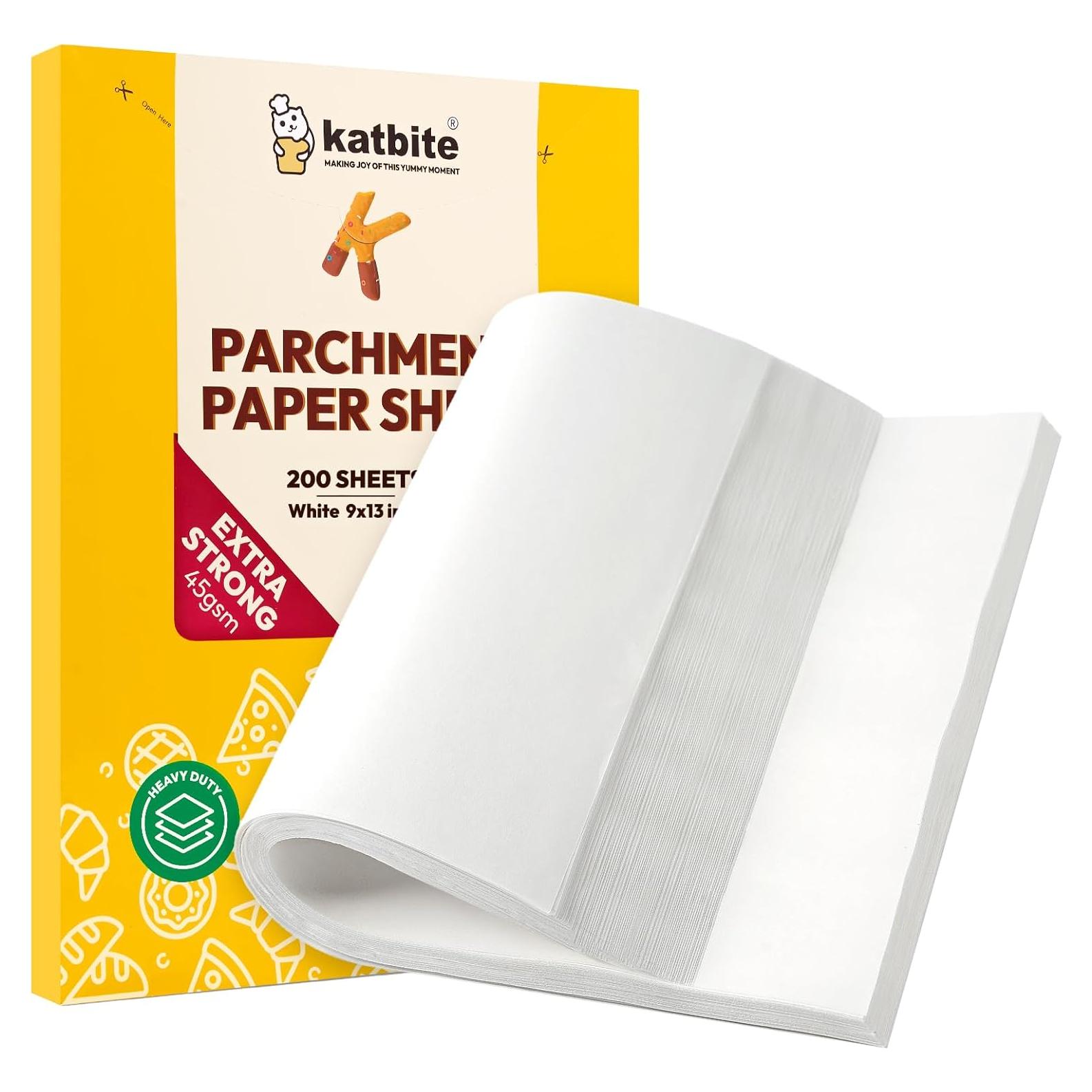 Hojas de Papel Pergamino Katbite 200 Pcs 23x33 cm Antiadhesivo
