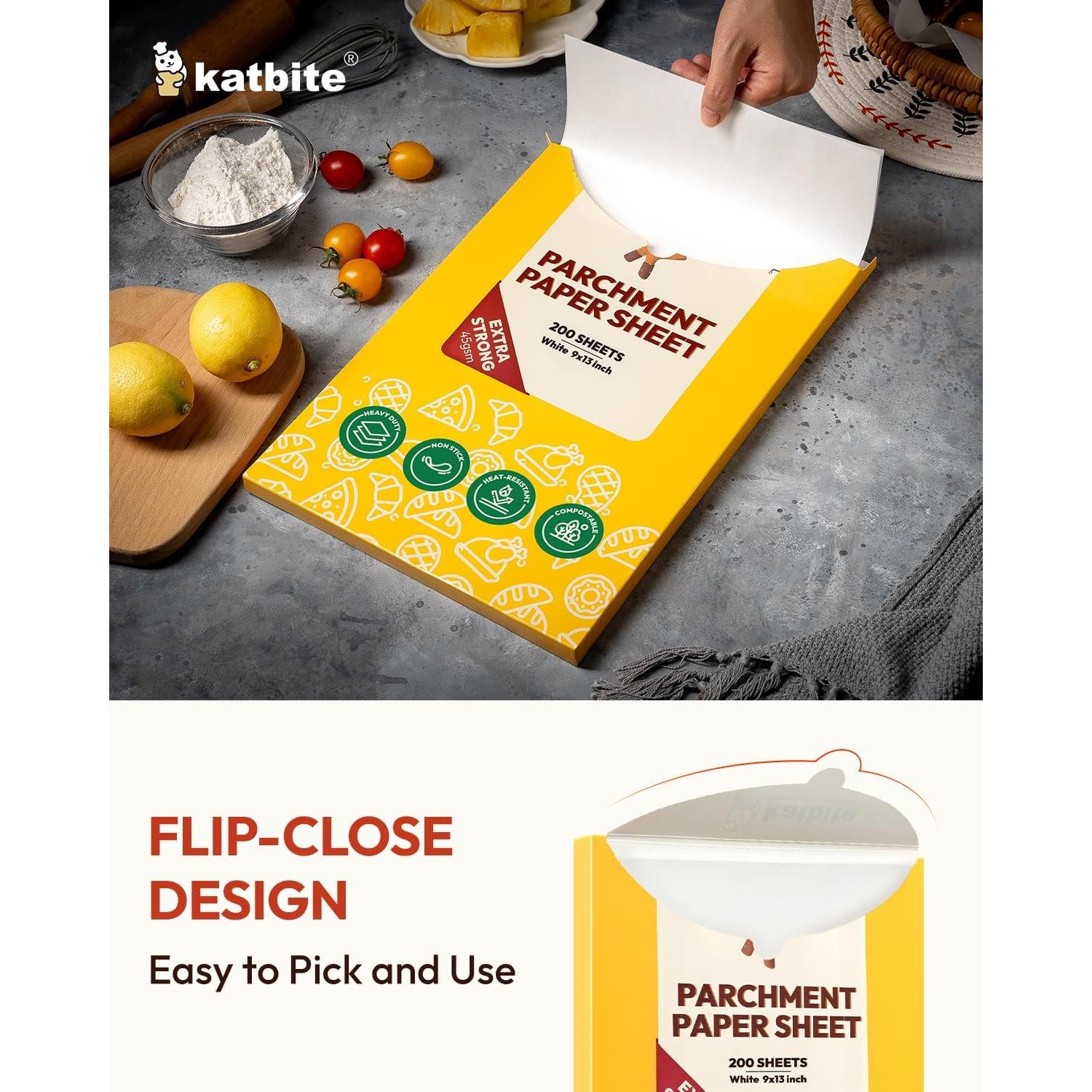 Hojas de Papel Pergamino Katbite 200 Pcs 23x33 cm Antiadhesivo