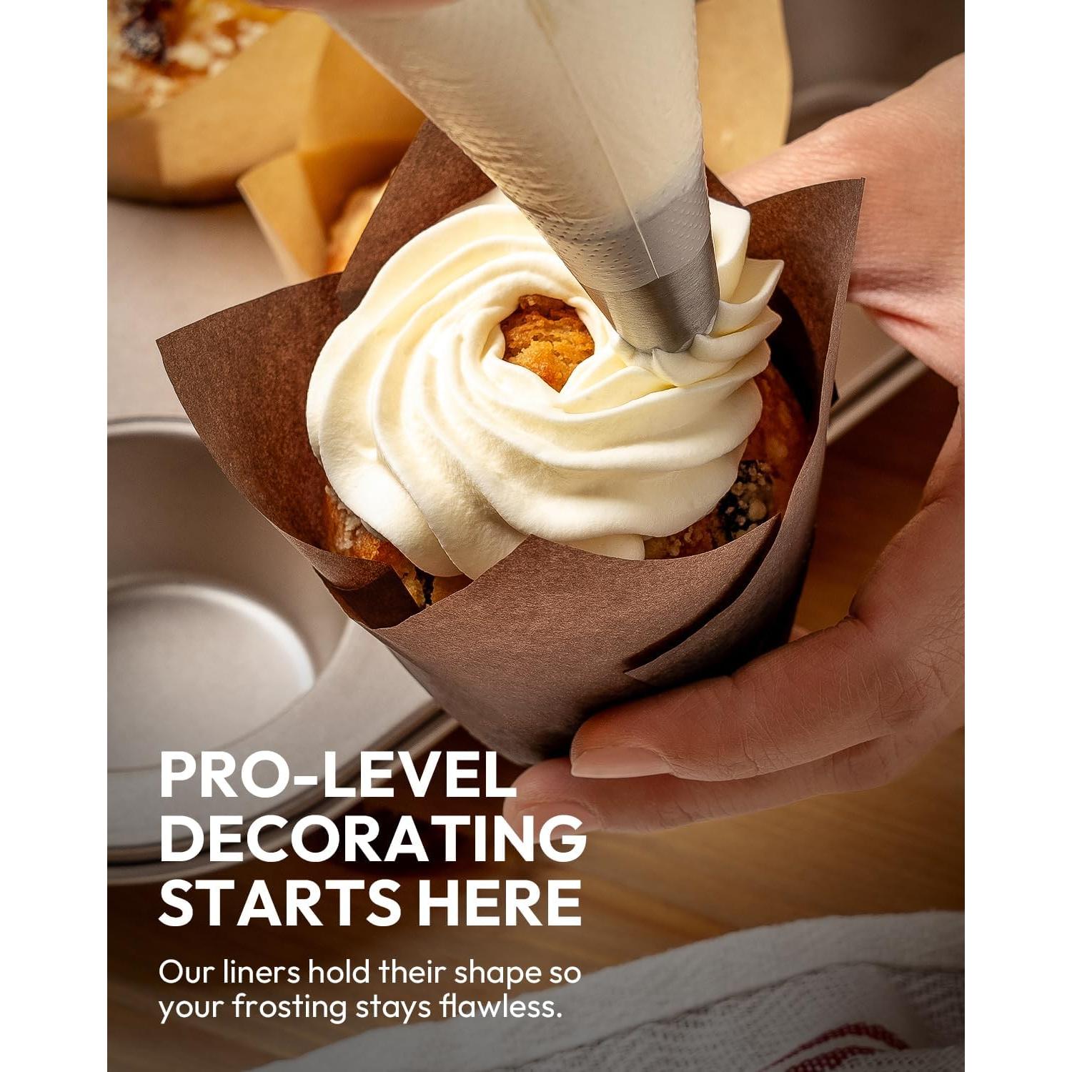 200 Forros de Tulipán de Café OvenDelite para Cupcakes