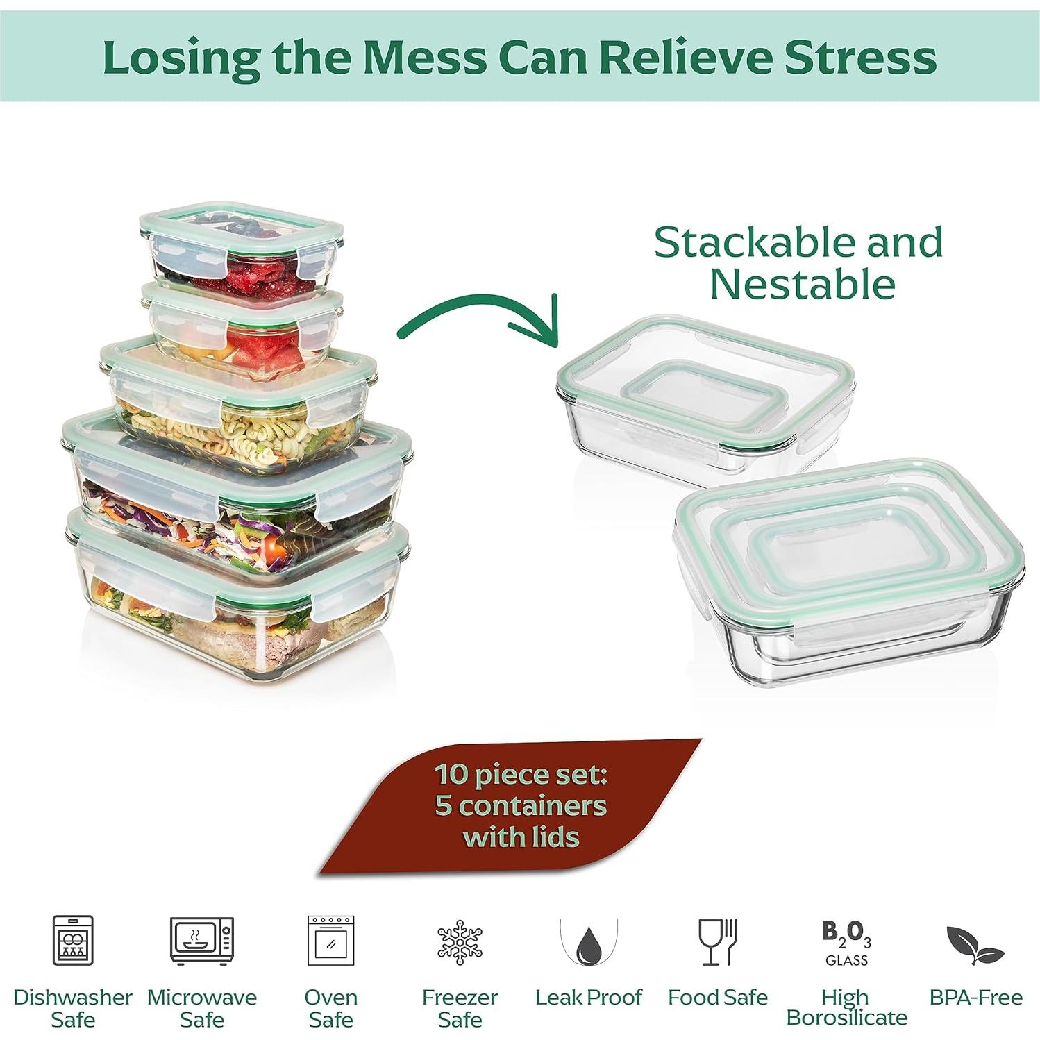 Set de Contenedores de Almacenamiento de Vidrio Fusion Gourmet 5 Pzas