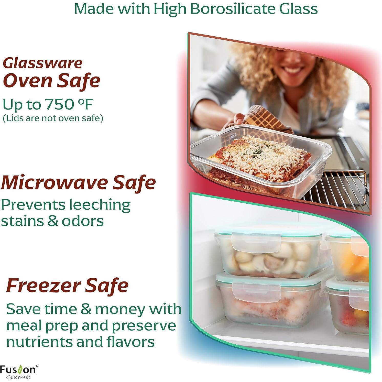 Set de Contenedores de Almacenamiento de Vidrio Fusion Gourmet 5 Pzas