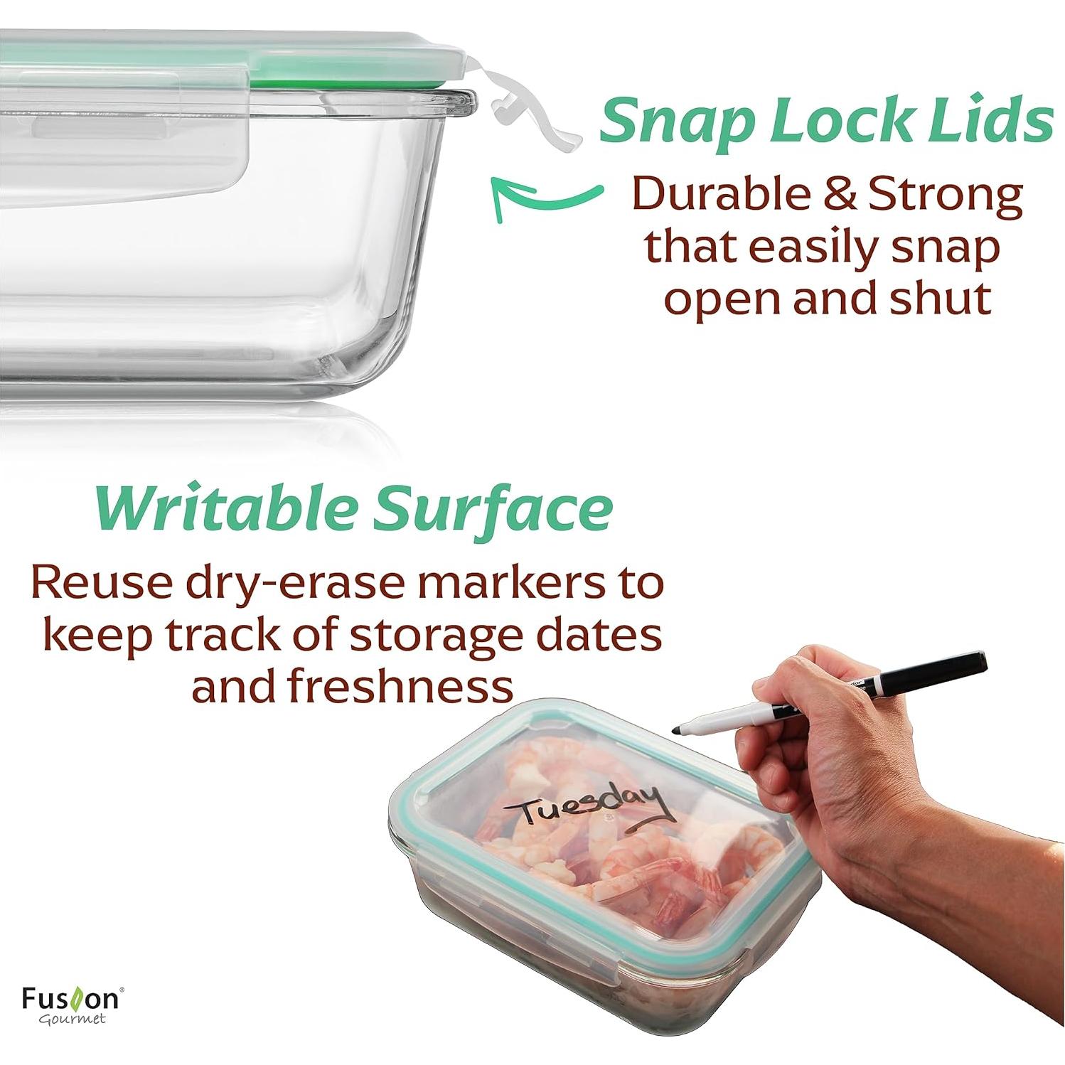 Set de Contenedores de Almacenamiento de Vidrio Fusion Gourmet 5 Pzas