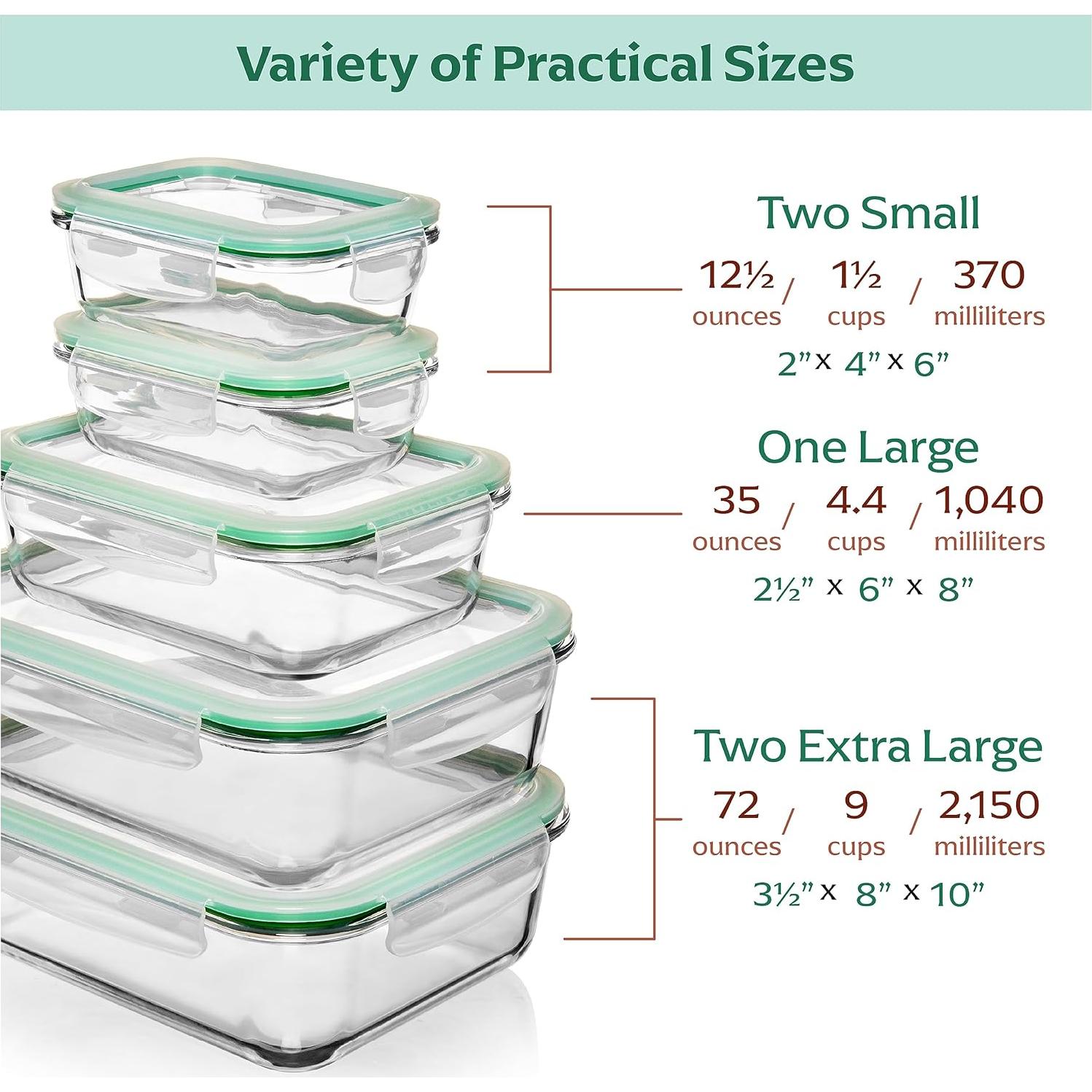 Set de Contenedores de Almacenamiento de Vidrio Fusion Gourmet 5 Pzas