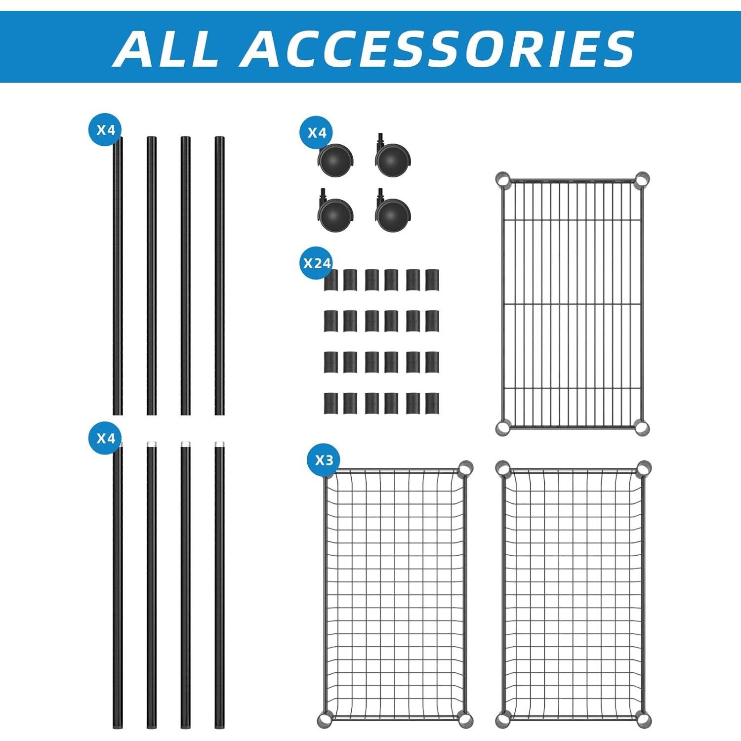 Estantería de Alambre de 3 Niveles Guan River Negra 150 kg