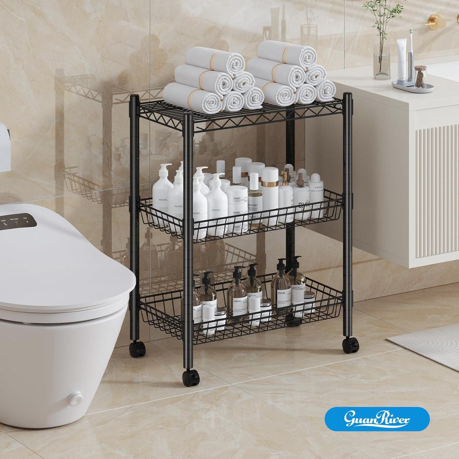 Estantería de Alambre de 3 Niveles Guan River Negra 150 kg