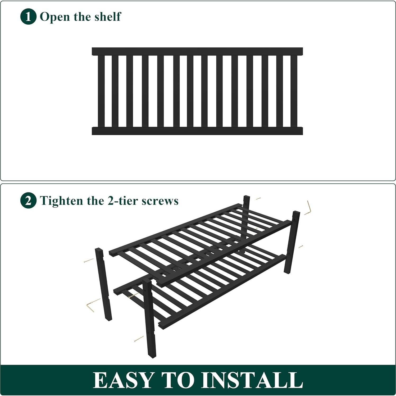 Estante para zapatos Smiry de bambú negro, 2 niveles, apilable