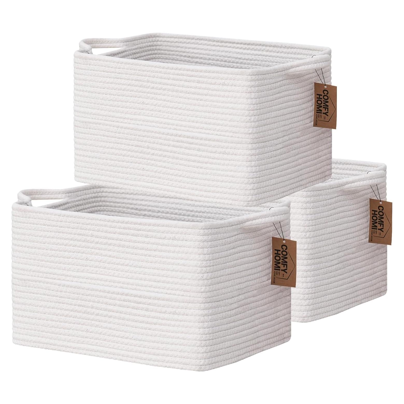 Cestas de Almacenamiento Rectangulares COMFY-HOMI 3Pcs Algodón