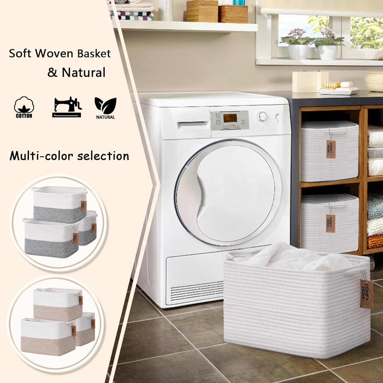 Cestas de Almacenamiento Rectangulares COMFY-HOMI 3Pcs Algodón