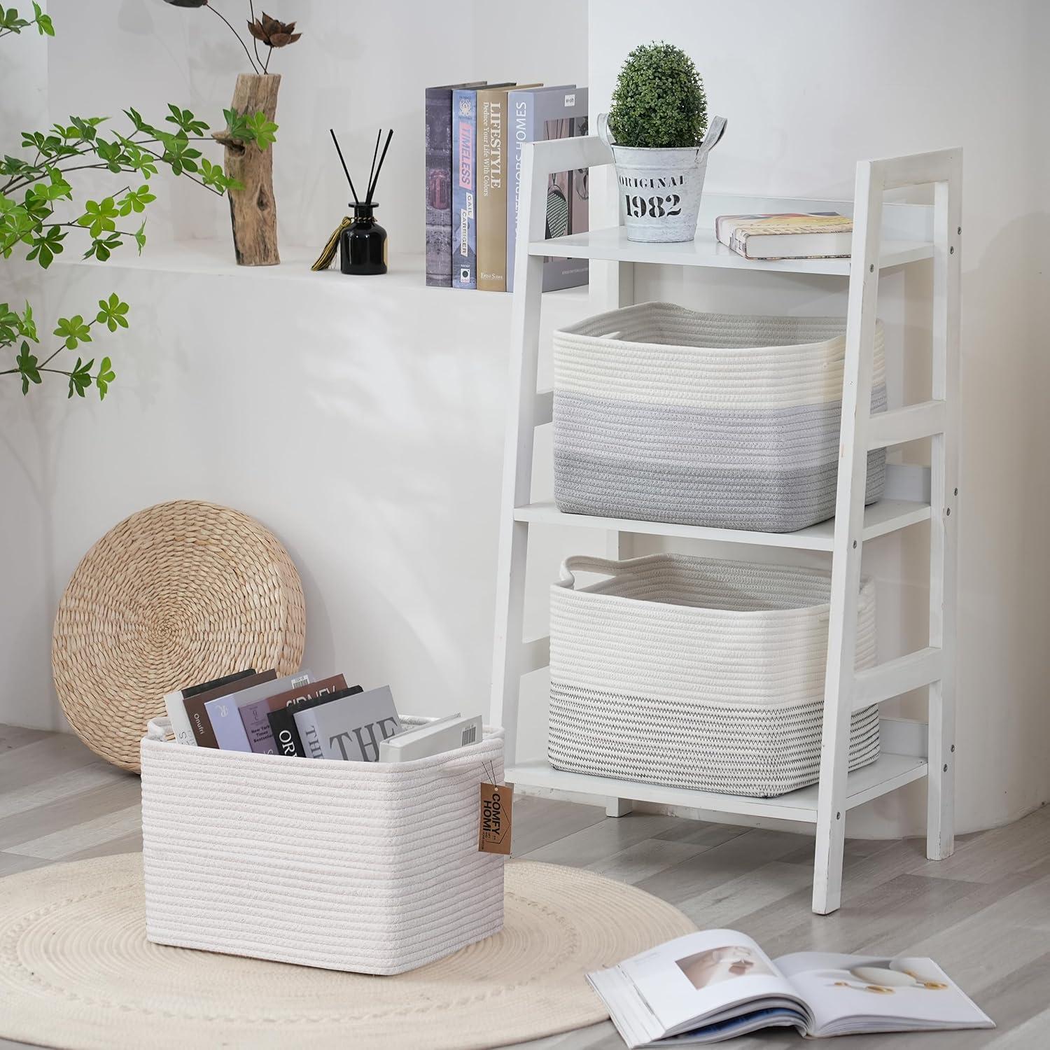 Cestas de Almacenamiento Rectangulares COMFY-HOMI 3Pcs Algodón