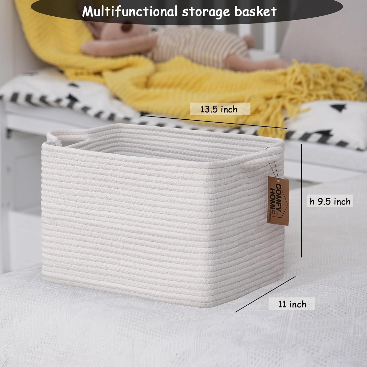 Cestas de Almacenamiento Rectangulares COMFY-HOMI 3Pcs Algodón