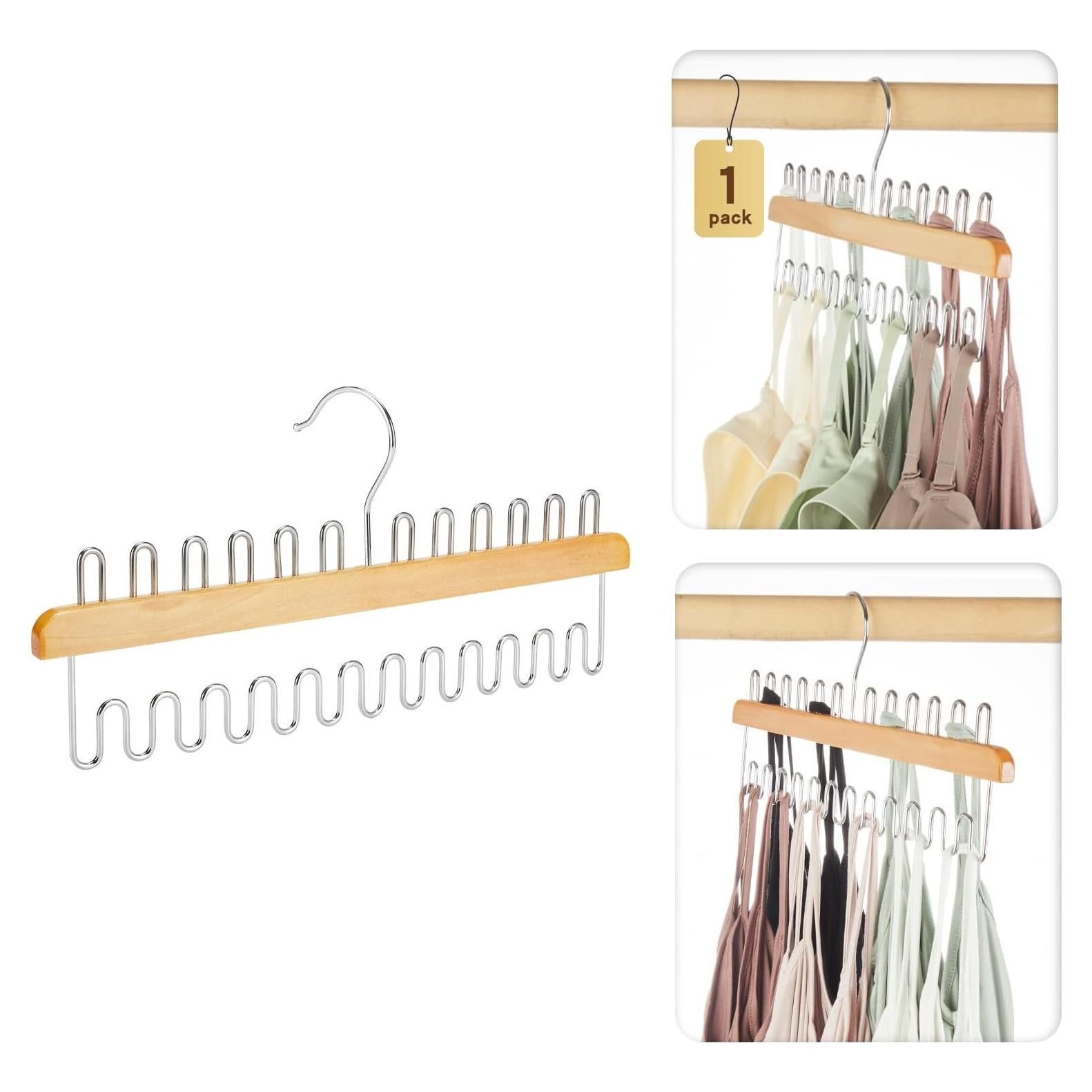 Percha Organizadora de Closet HOUSE DAY - 24 Ganchos, Madera y Metal