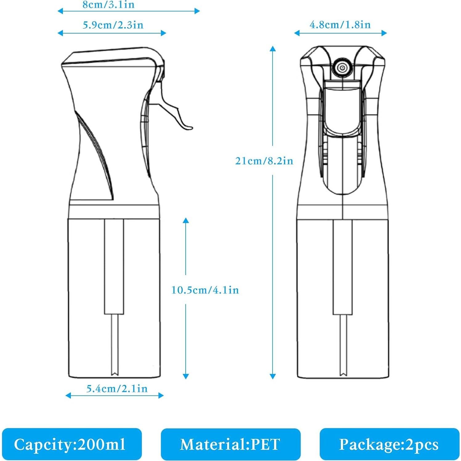 Eslcorri 2 Botellas Spray Continuo 200ml para Cabello y Belleza
