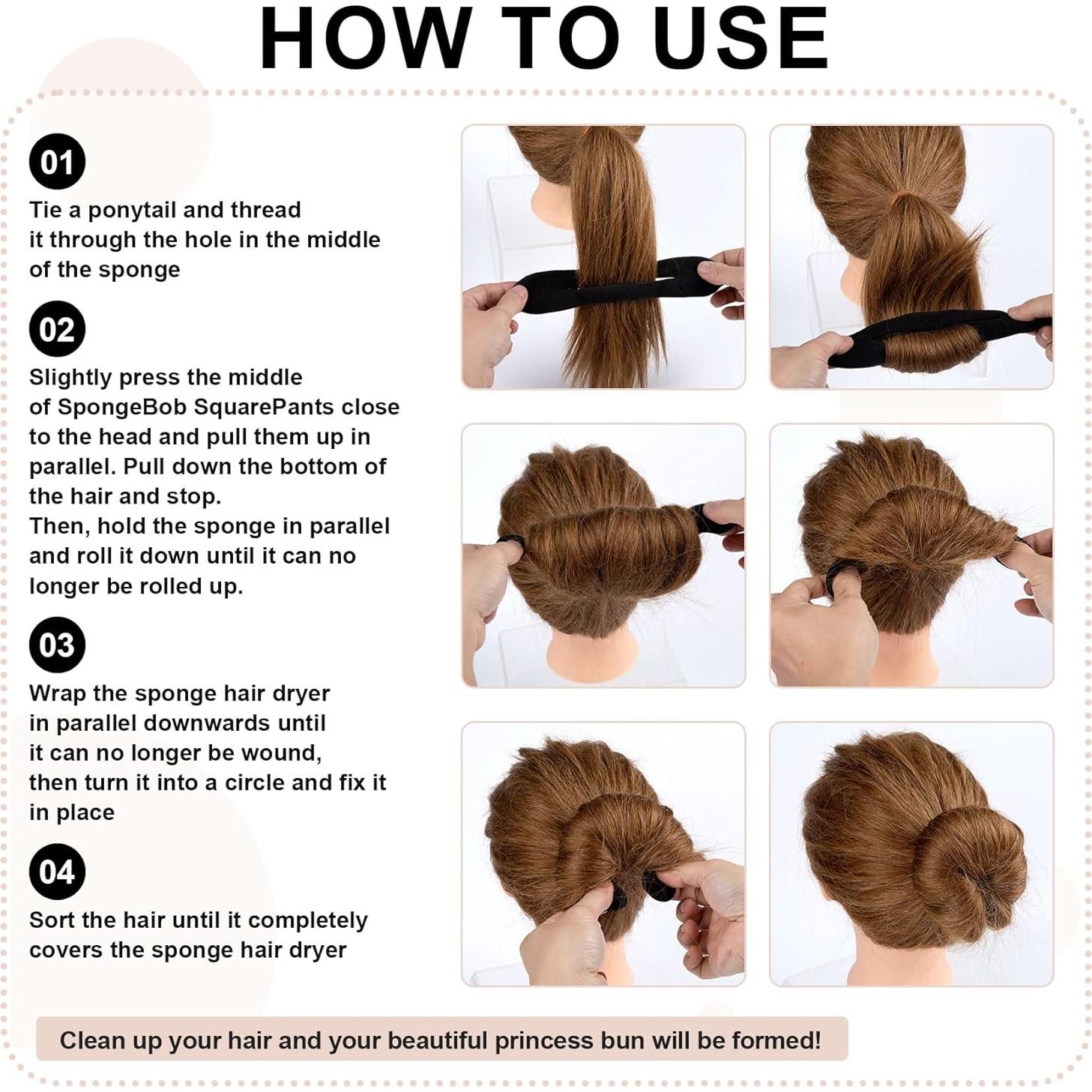 2 Esponjas Hacer Moño de Cabello SmallCat - Negro, 2 Tamaños