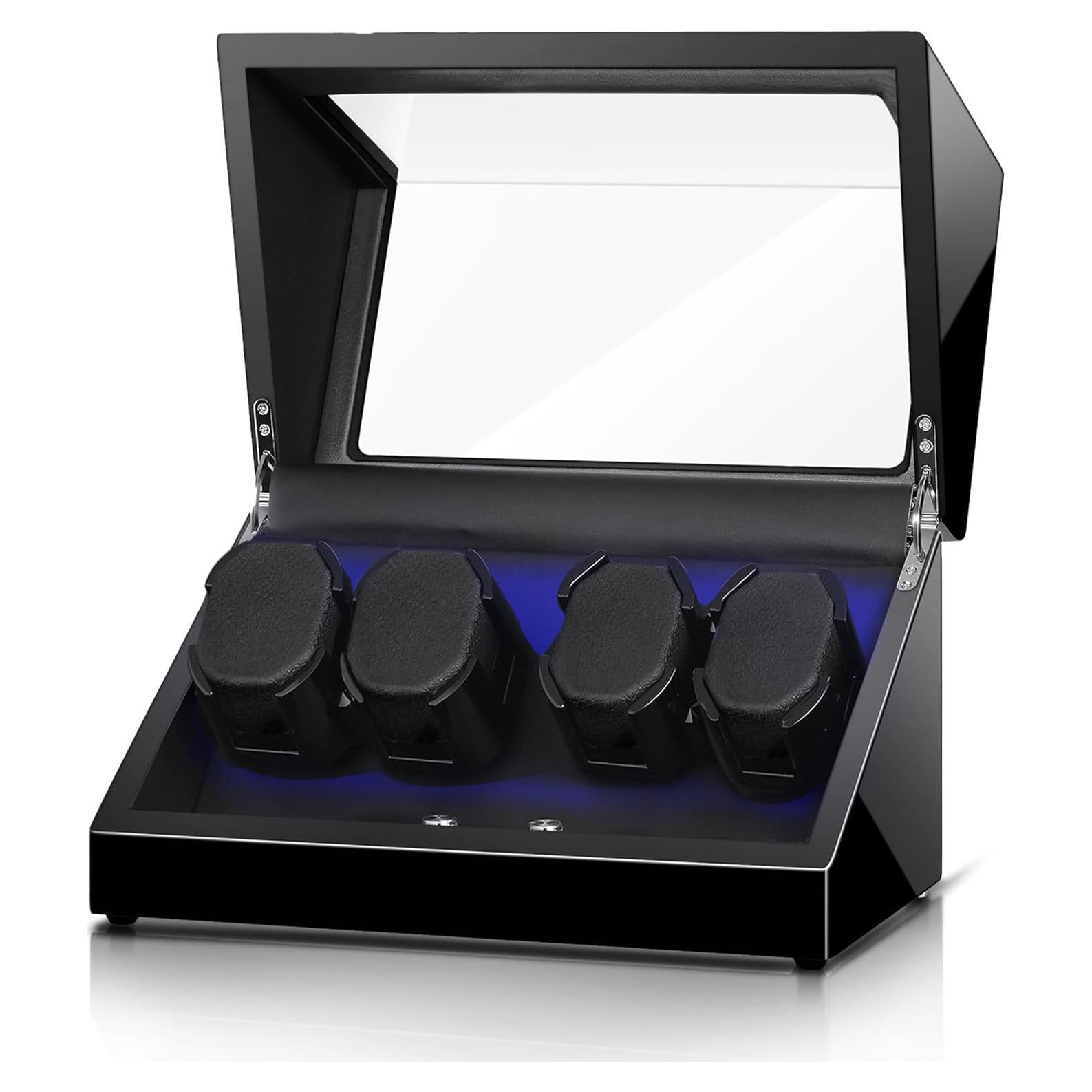 Enrollador de Relojes Automático 4 Unidades con LED Negro