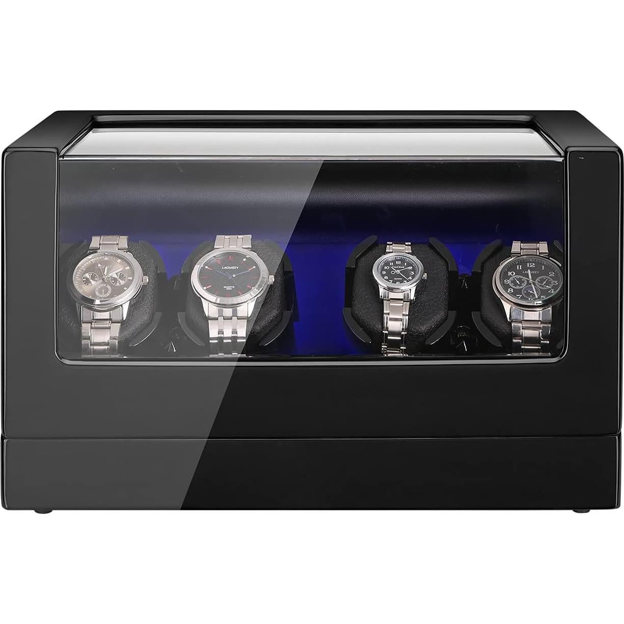 Enrollador de Relojes Automático 4 Unidades con LED Negro