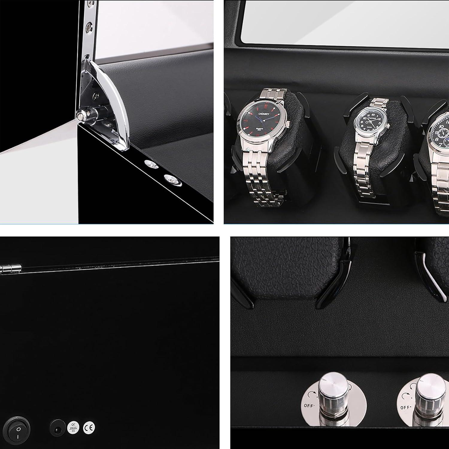 Enrollador de Relojes Automático 4 Unidades con LED Negro