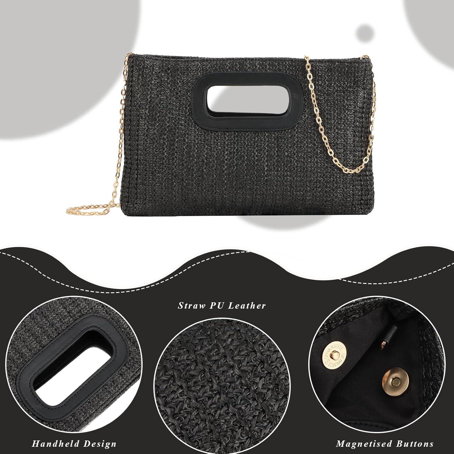 Bolso de Paja Fecialy para Mujeres - Tote Playa 30x14x47cm