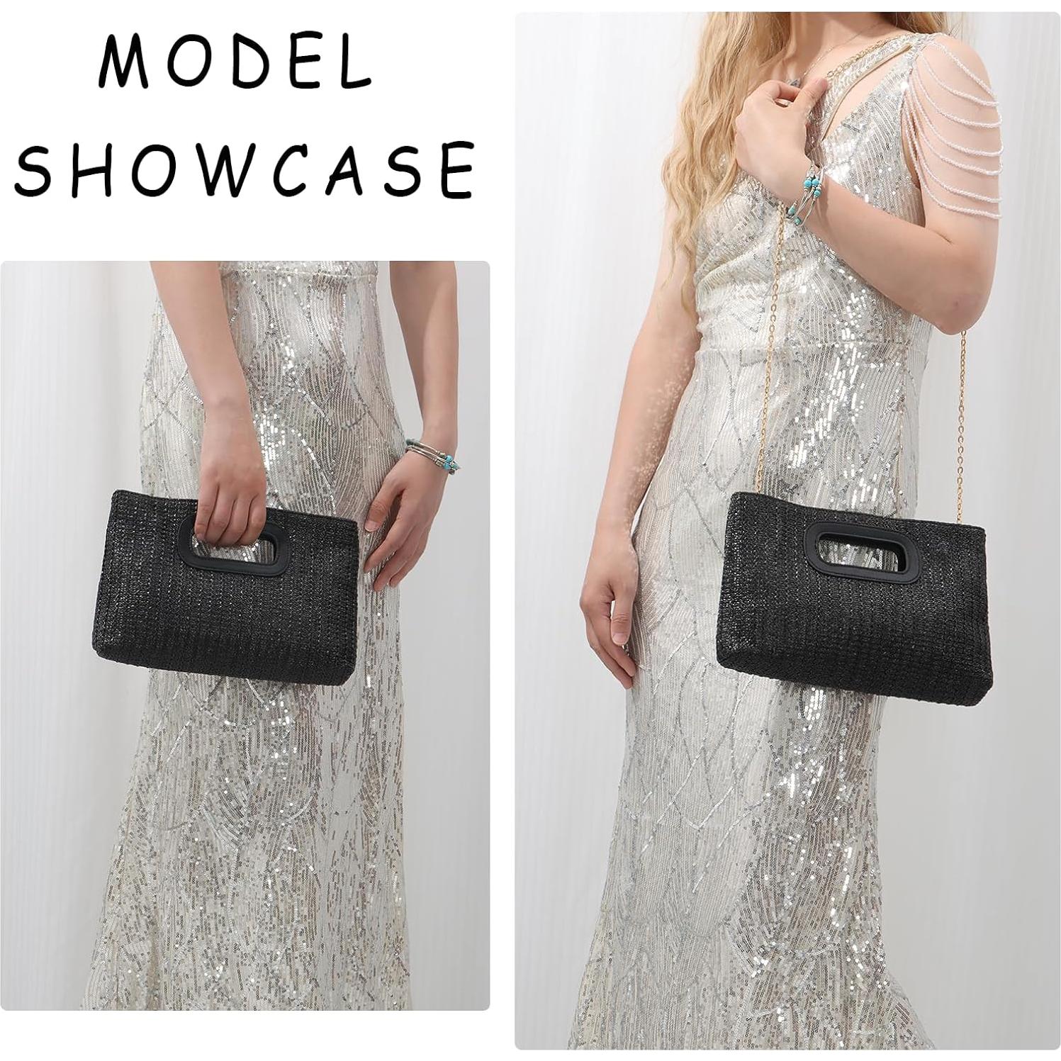 Bolso de Paja Fecialy para Mujeres - Tote Playa 30x14x47cm