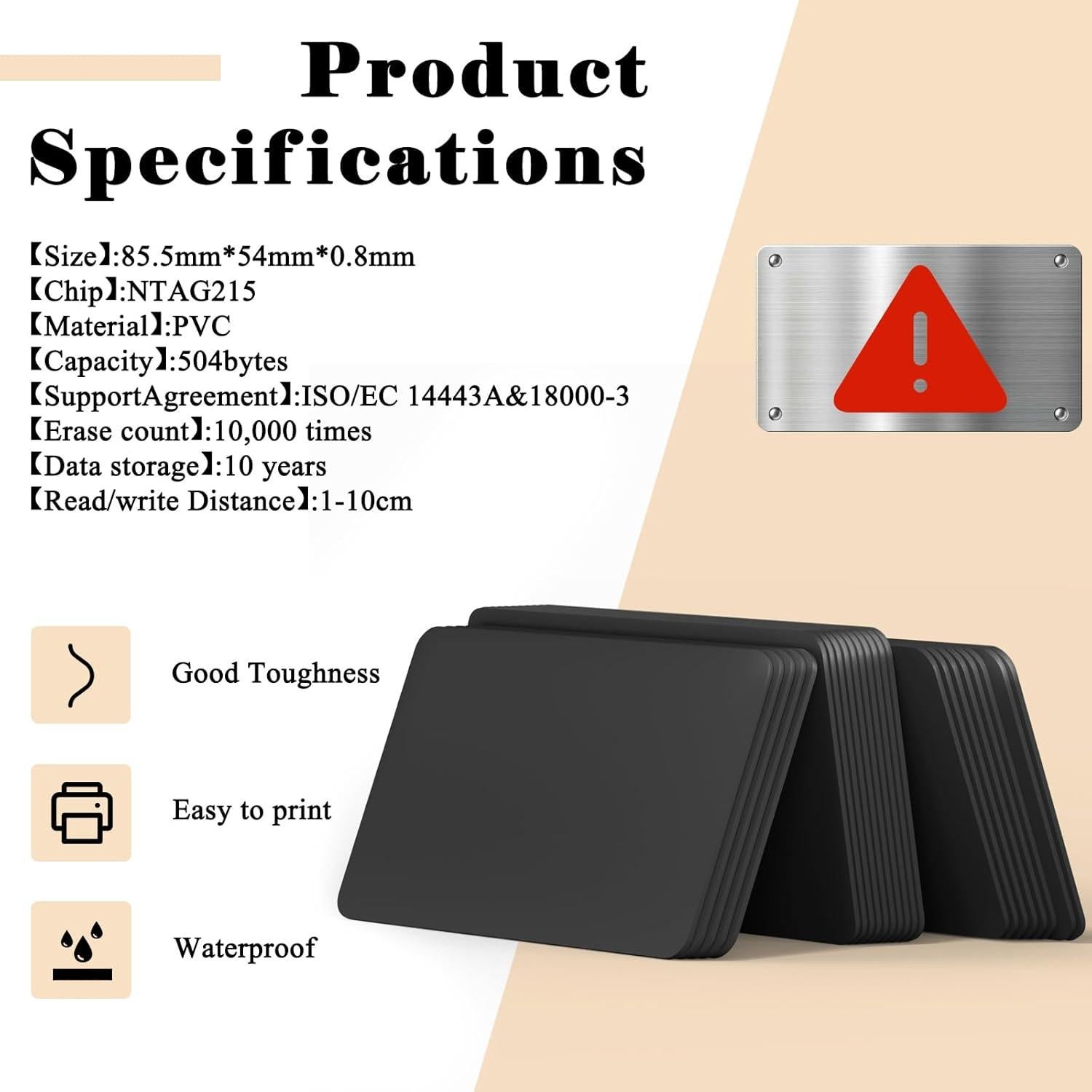 10 Tarjetas NFC Programables K LAKEY 504 Bytes PVC Imprimibles