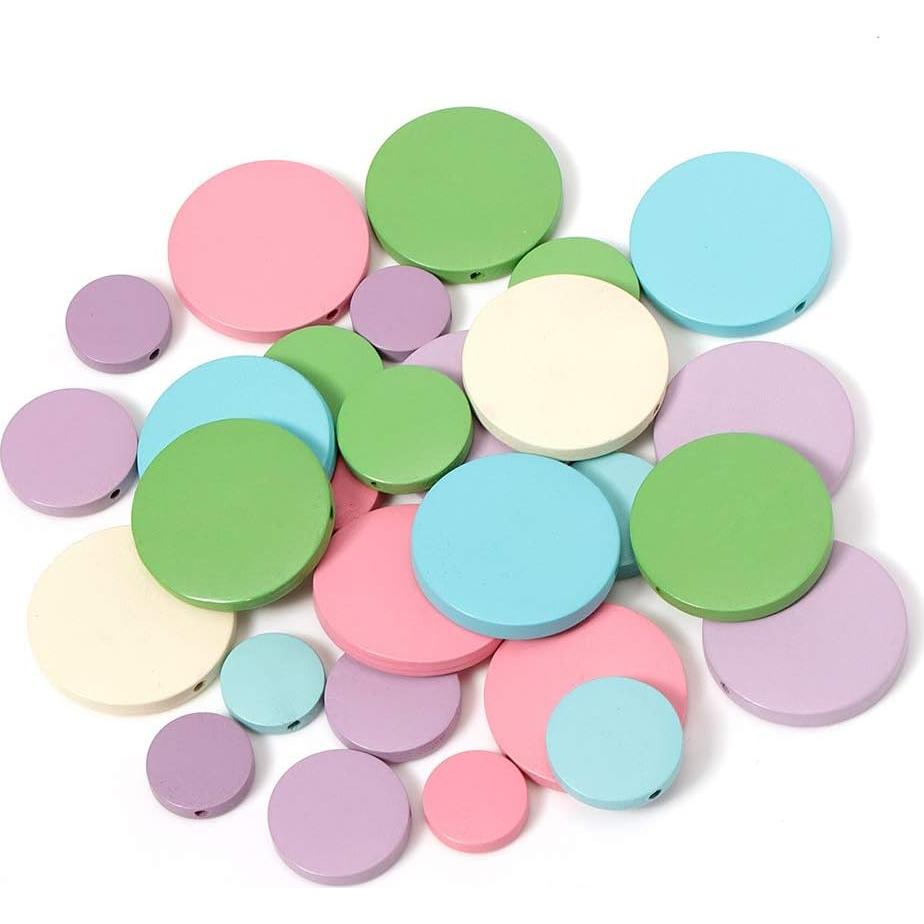 120 Discos de Madera Planos MSCFTFB para Joyería DIY 3 cm Púrpura