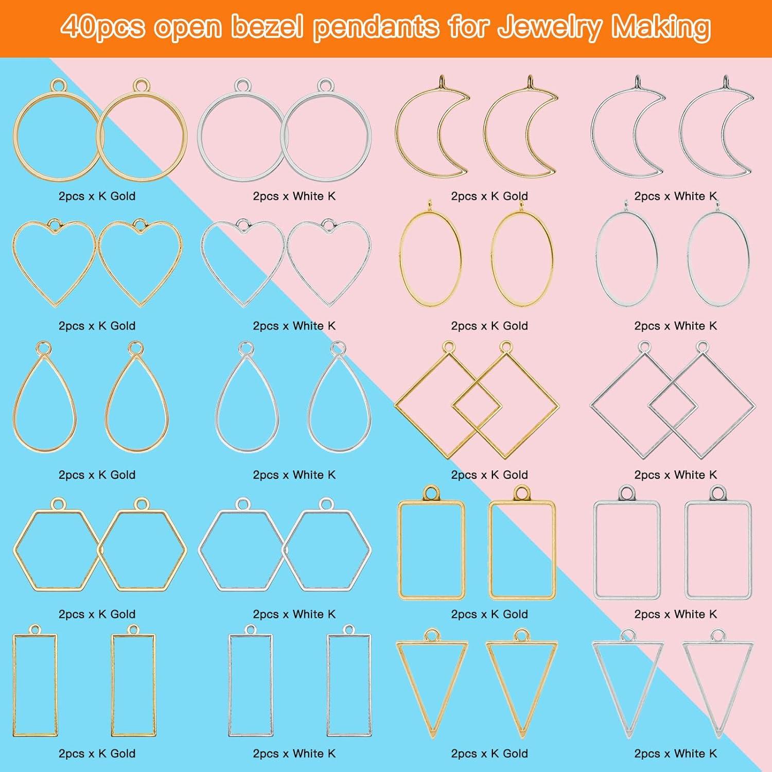 40 Colgantes Abiertos Oubaka para Joyería en 2 Colores y 10 Estilos