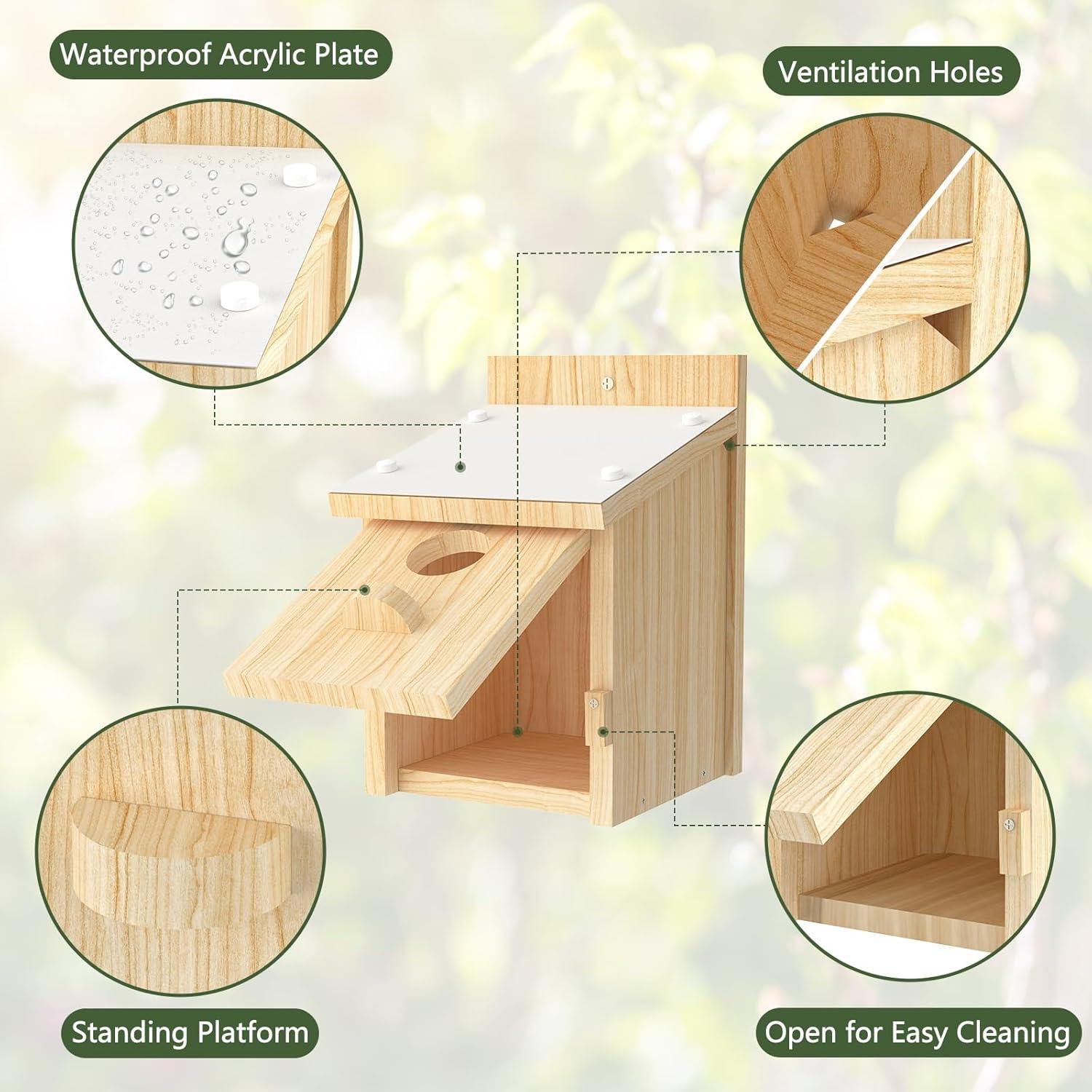 Casa para Aves Chuiendi de Madera Impermeable 15x15x21.8 cm