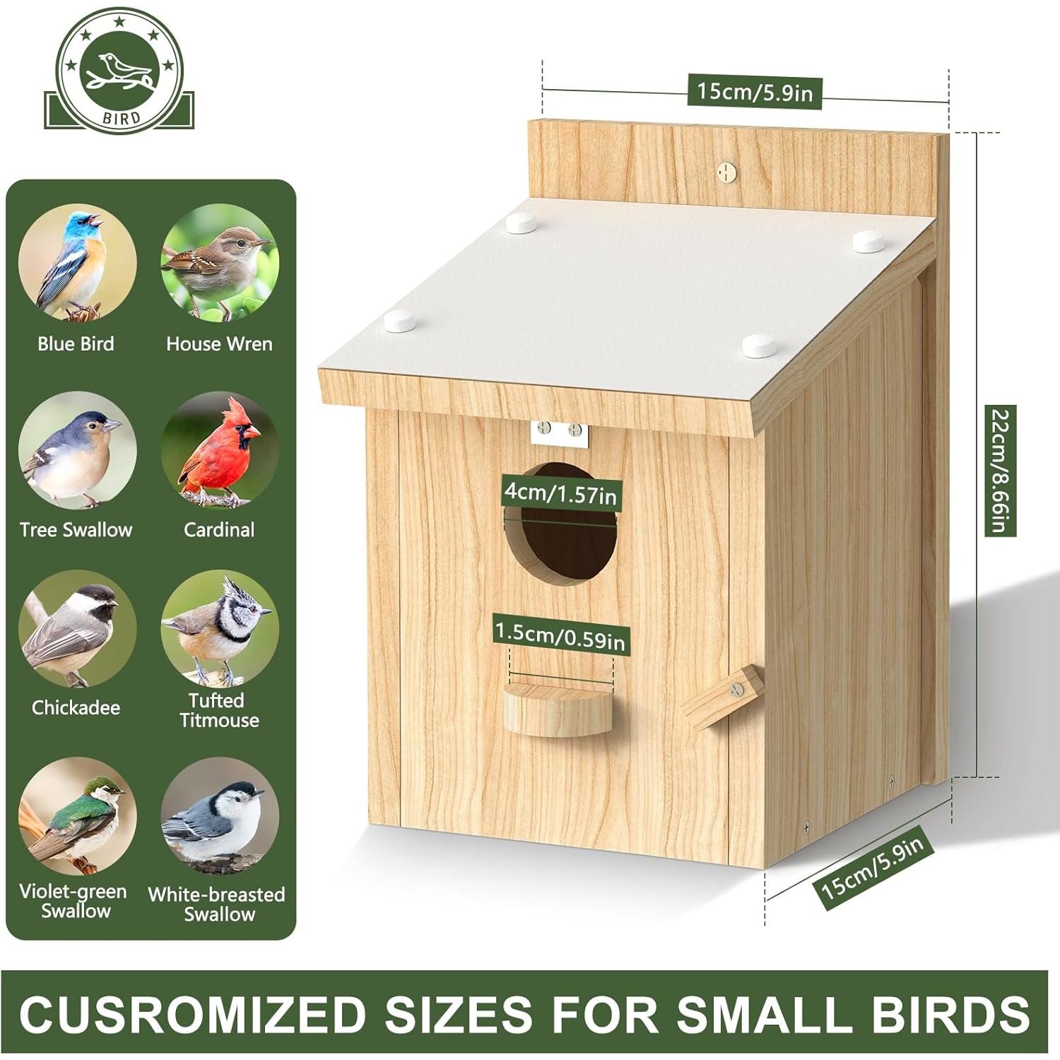 Casa para Aves Chuiendi de Madera Impermeable 15x15x21.8 cm