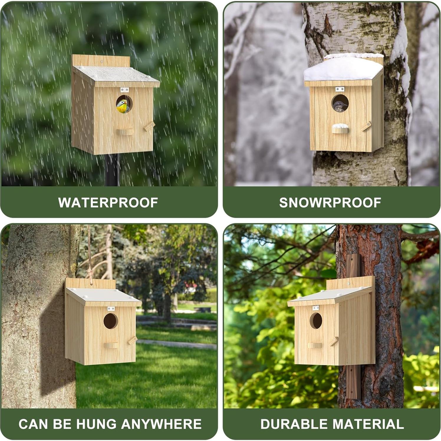 Casa para Aves Chuiendi de Madera Impermeable 15x15x21.8 cm