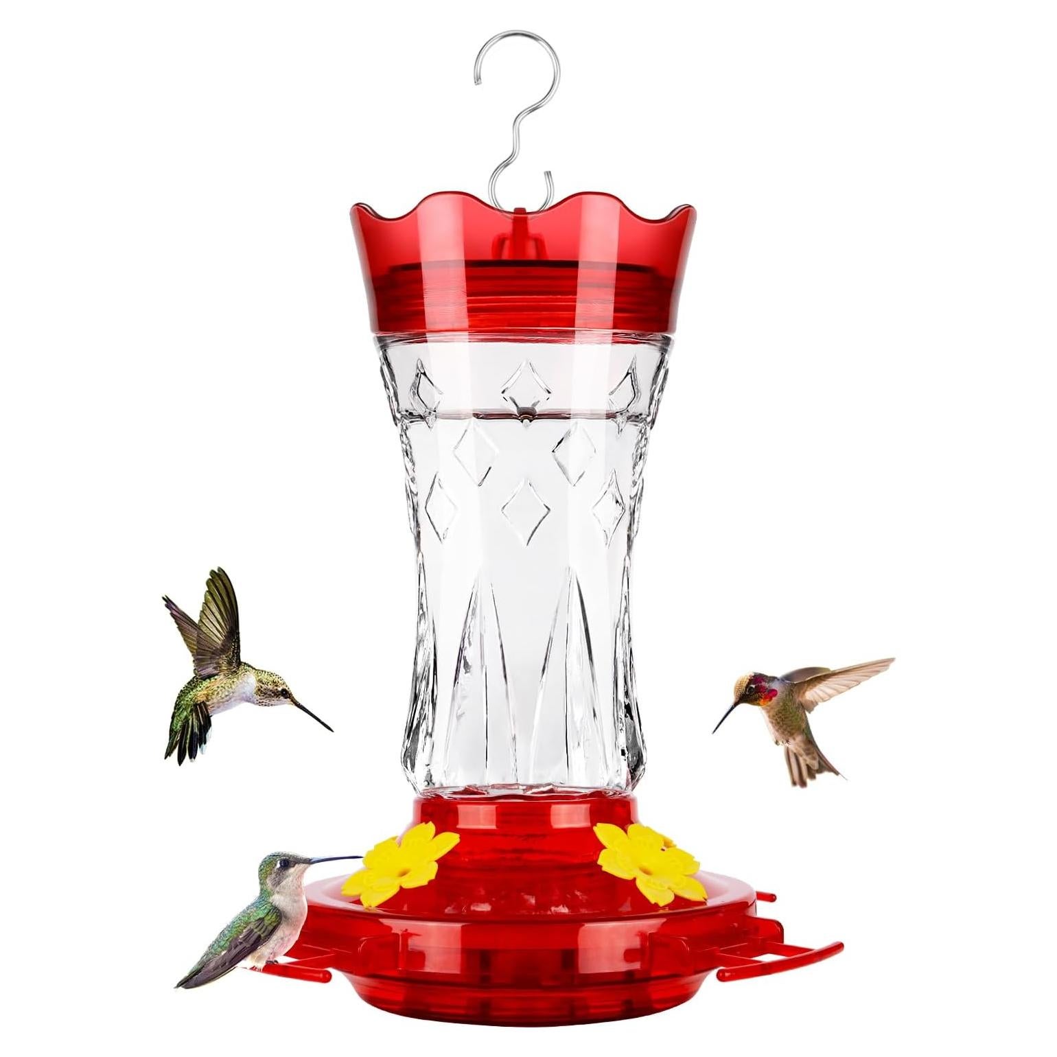 Alimentador de Colibríes BOLITE de Vidrio Rojo 425g con Moat Ant