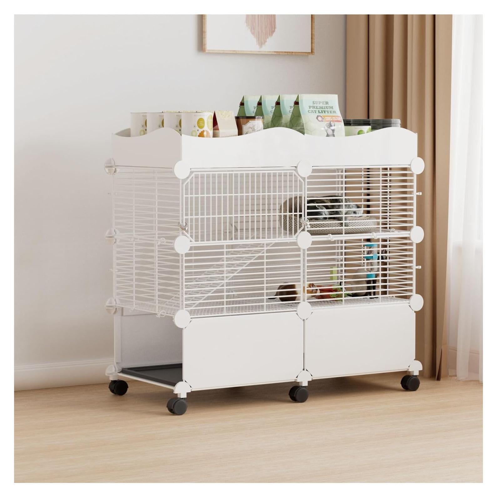 Jaula para Cobayas STILLCOVE 75x39x66 cm con Bandejas Extraíbles