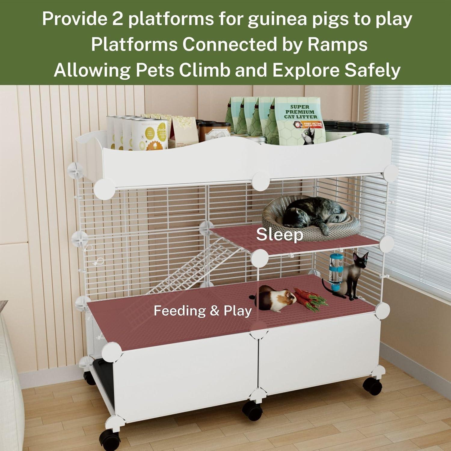 Jaula para Cobayas STILLCOVE 75x39x66 cm con Bandejas Extraíbles