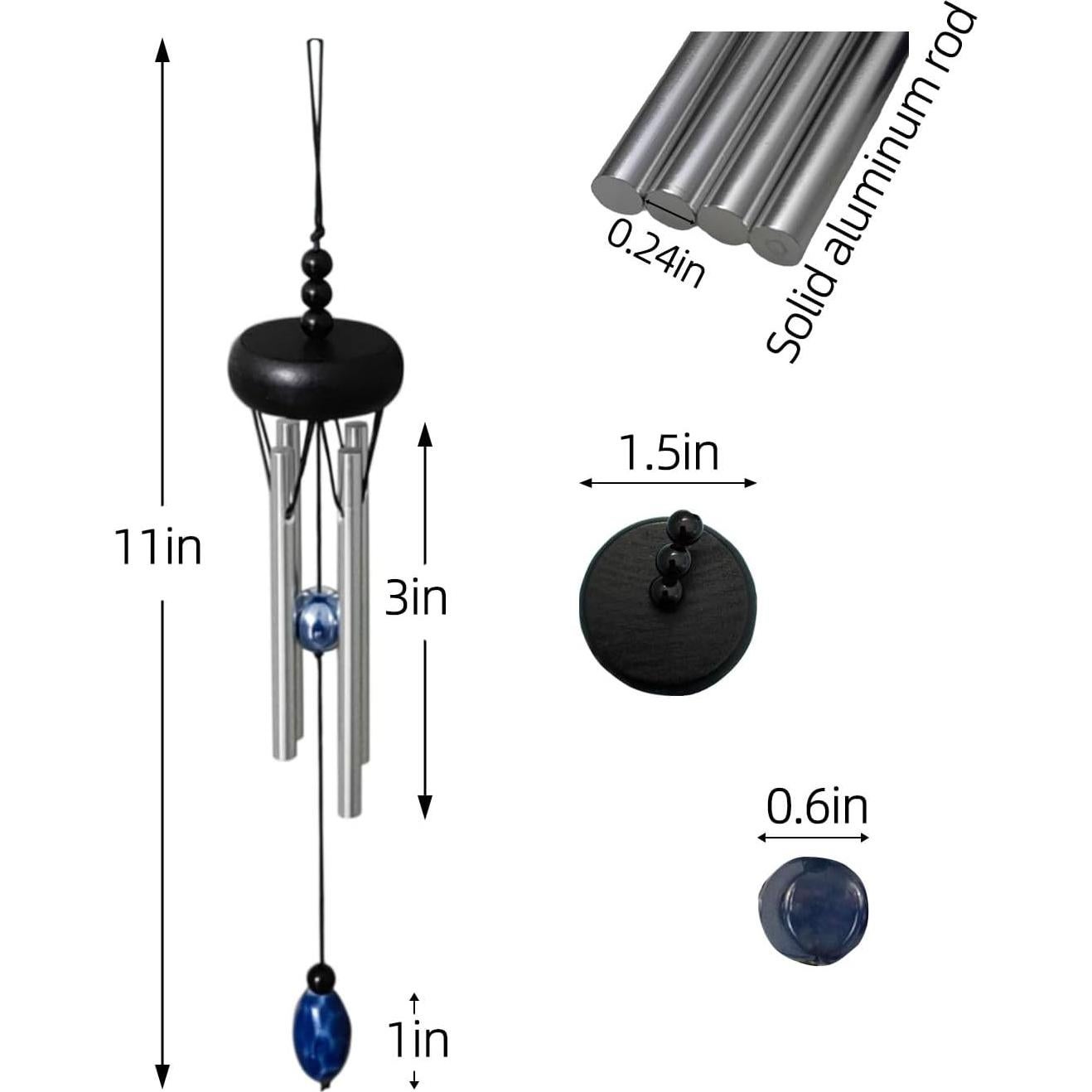 Carillón de Viento Mini QIPAN Negro 29.21 cm para Interior y Exterior