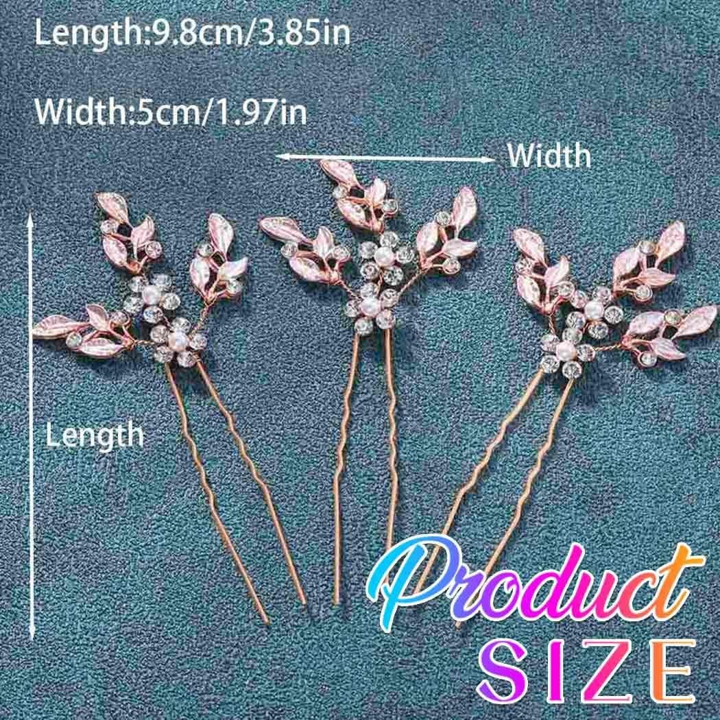 Pinzas para el cabello de novia Heread oro rosa - Paquete de 3