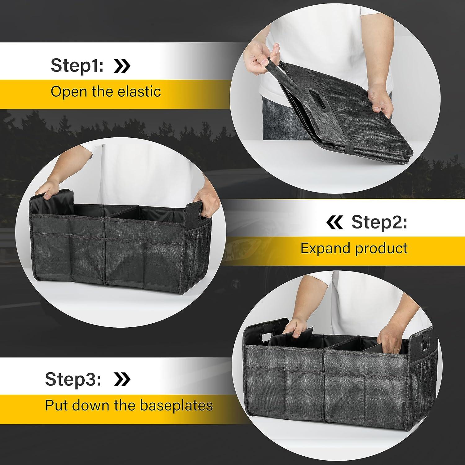 Organizador de Maletero de Coche YSSOA 2 Compartimentos Negro