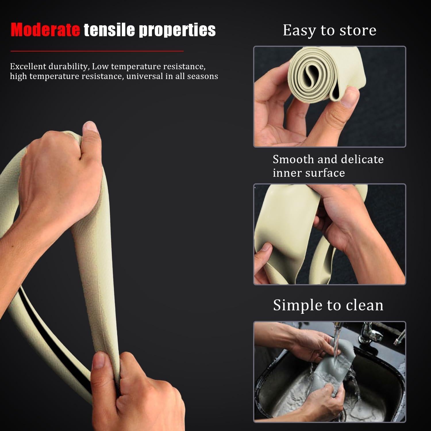 Cubierta de Volante JDDRY Beige Universal Antideslizante 36.83-38.1 cm