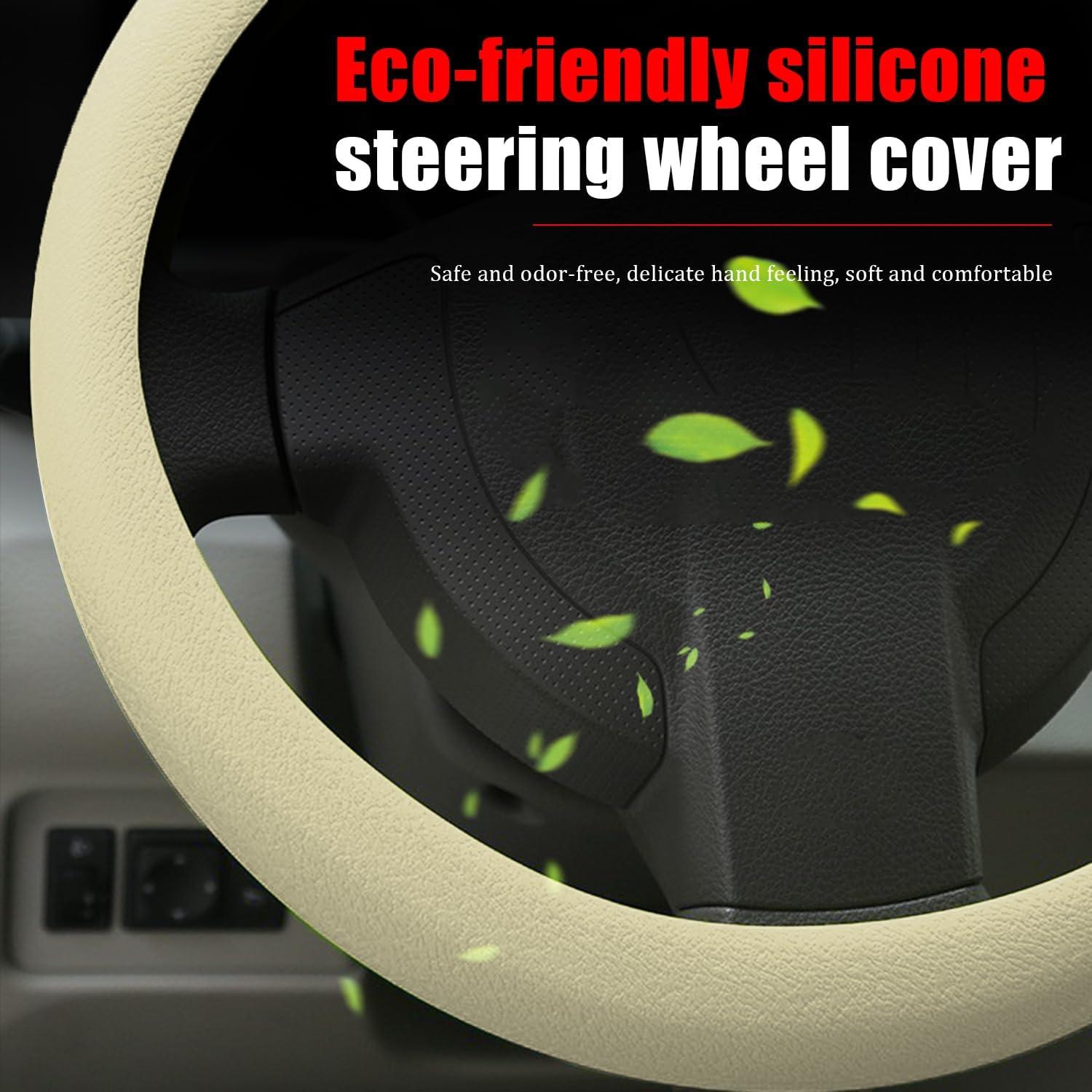 Cubierta de Volante JDDRY Beige Universal Antideslizante 36.83-38.1 cm